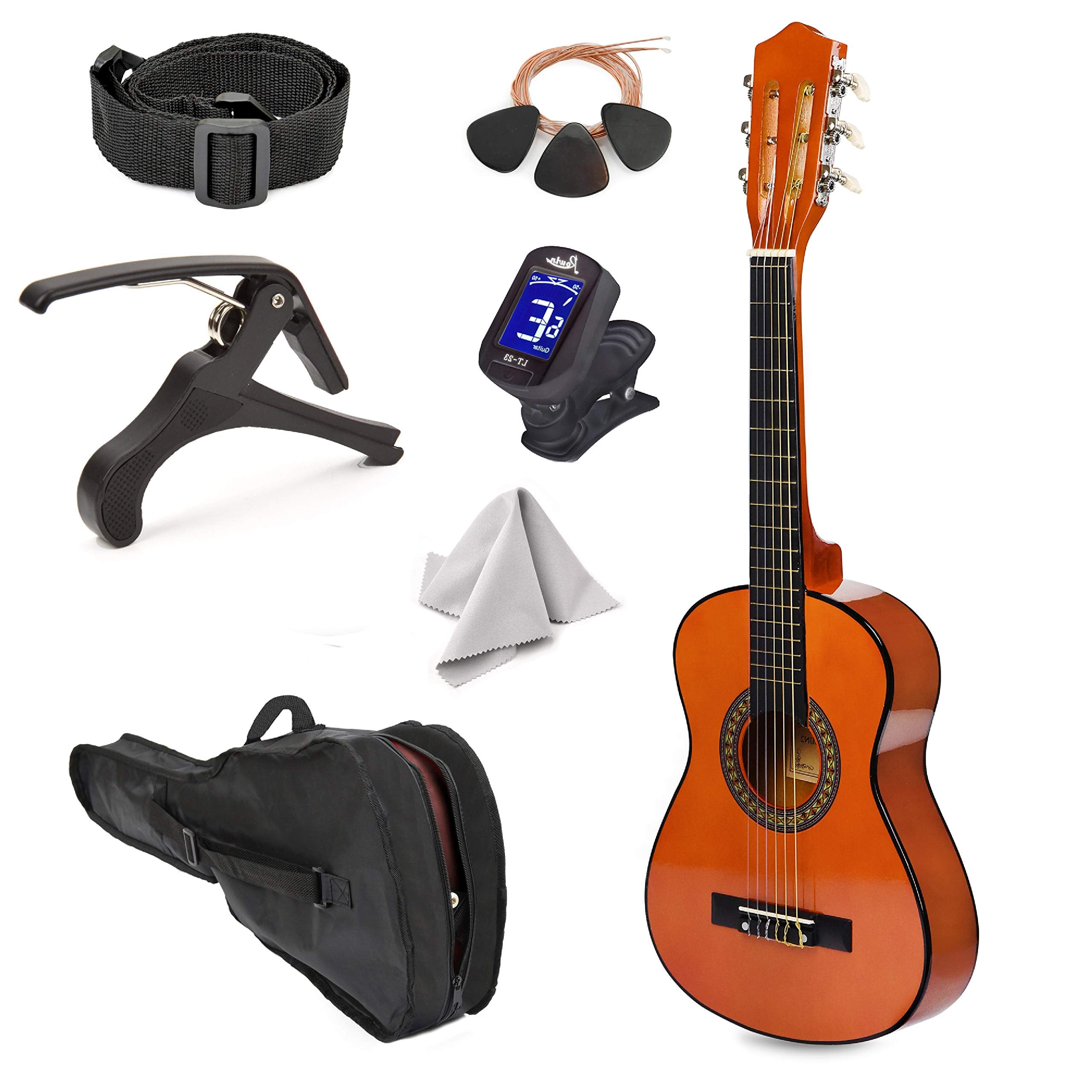 30" Left Handed Wood Guitar with Case and Accessories for Kids/Girls/Boys/Teens/Beginners (Mahogany)  - Acceptable