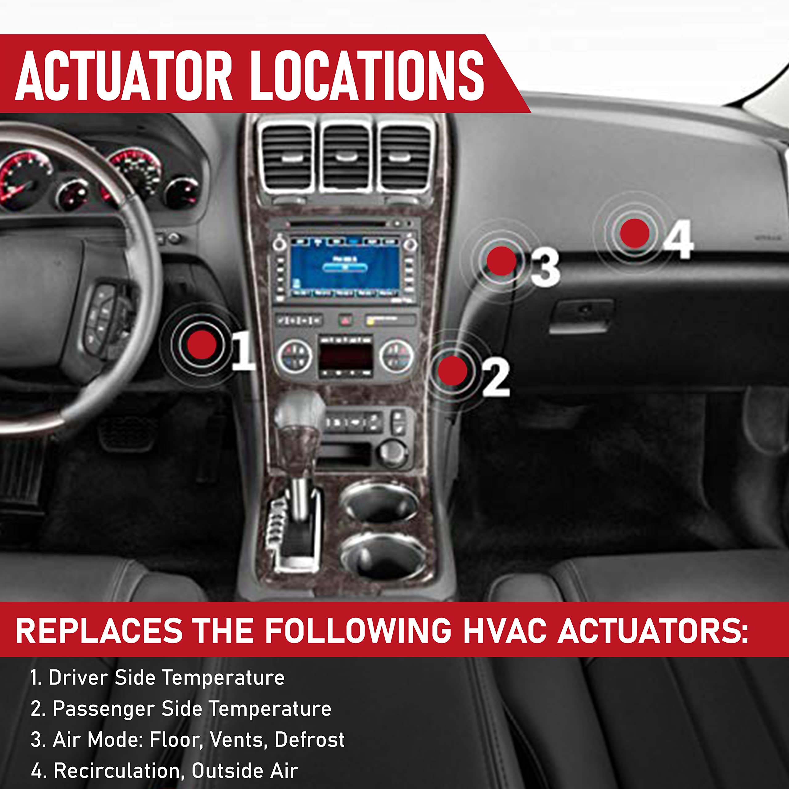 HVAC Air Door Actuator - Replaces 15-73989, 604-140, 20826182, 1573989 - Compatible with Chevy Traverse 09-12, GMC Acadia 07-12, Buick Enclave 2008-2012 - AC Heater Blend Mode Actuator  - Very Good