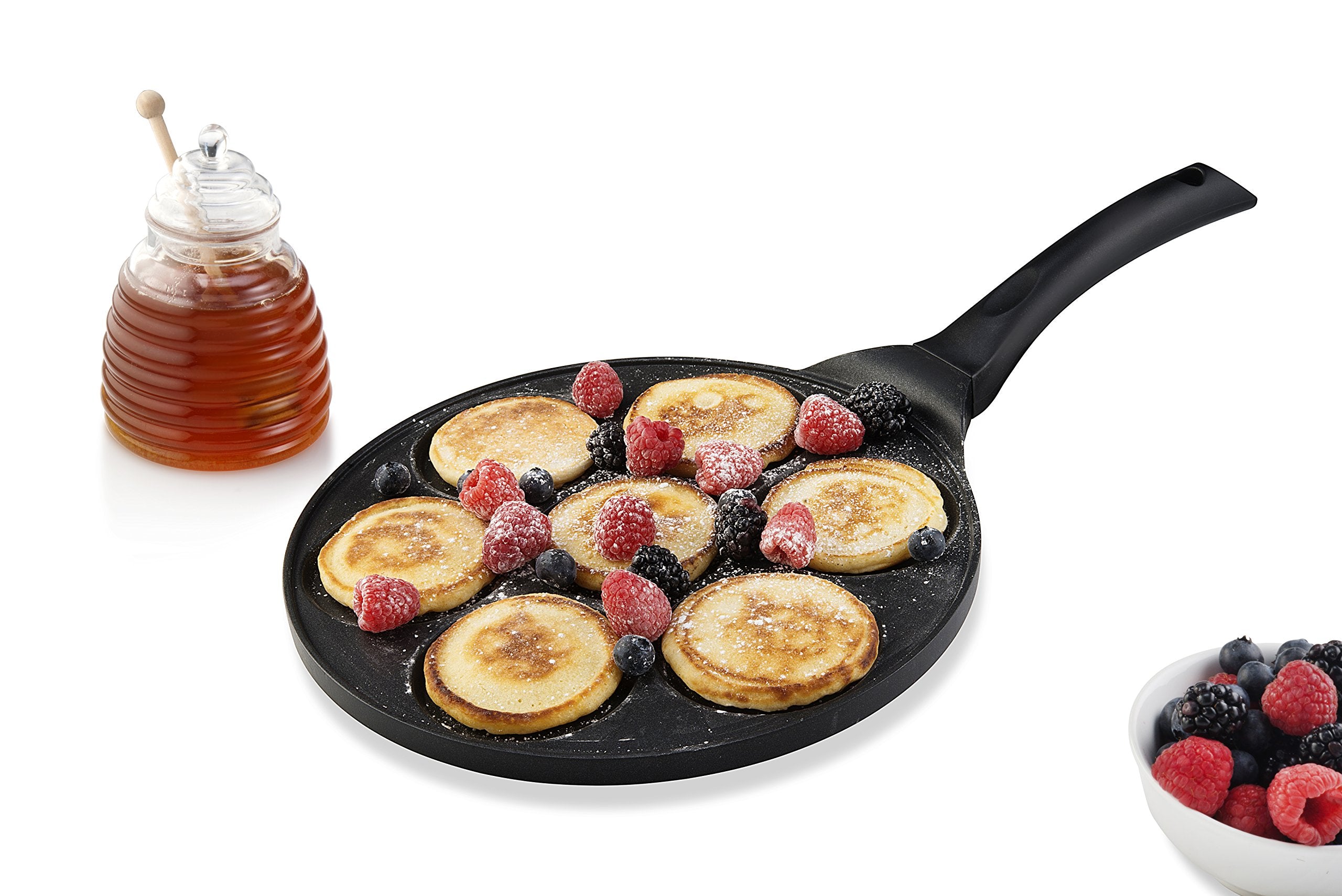 Gourmia GPA9515 Blini Pan With Induction Bottom Nonstick Silver Dollar Pancake Maker Features 7-Mold 100% PFOA free non-stick coating  - Like New