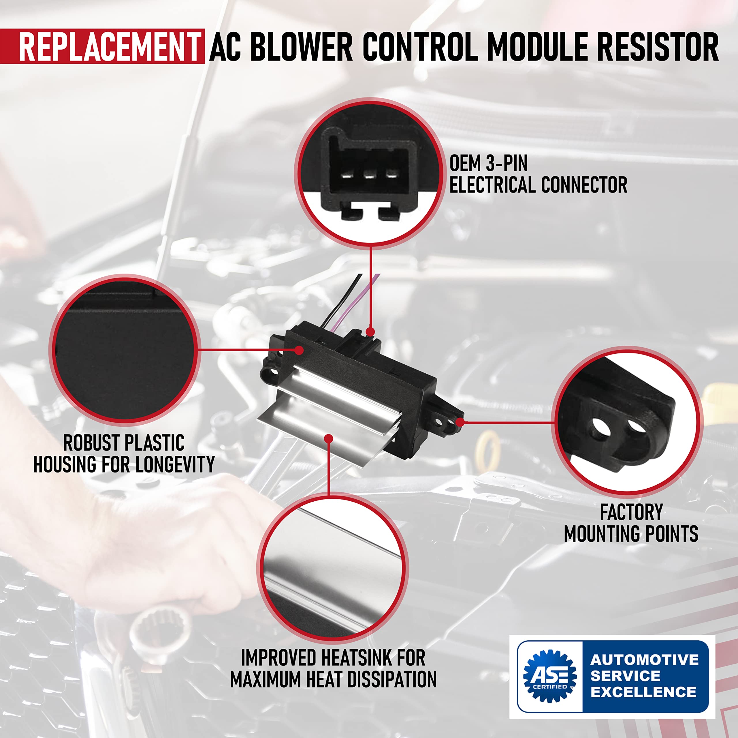 AC Blower Control Module - Replaces 1580567, 93803636, 89018778 - Compatible with Chevy, Cadillac, GMC and Other GM Vehicles - Silverado, Trailblazer, Envoy, Sierra, Rainier - Heater Blower Resistor  - Very Good