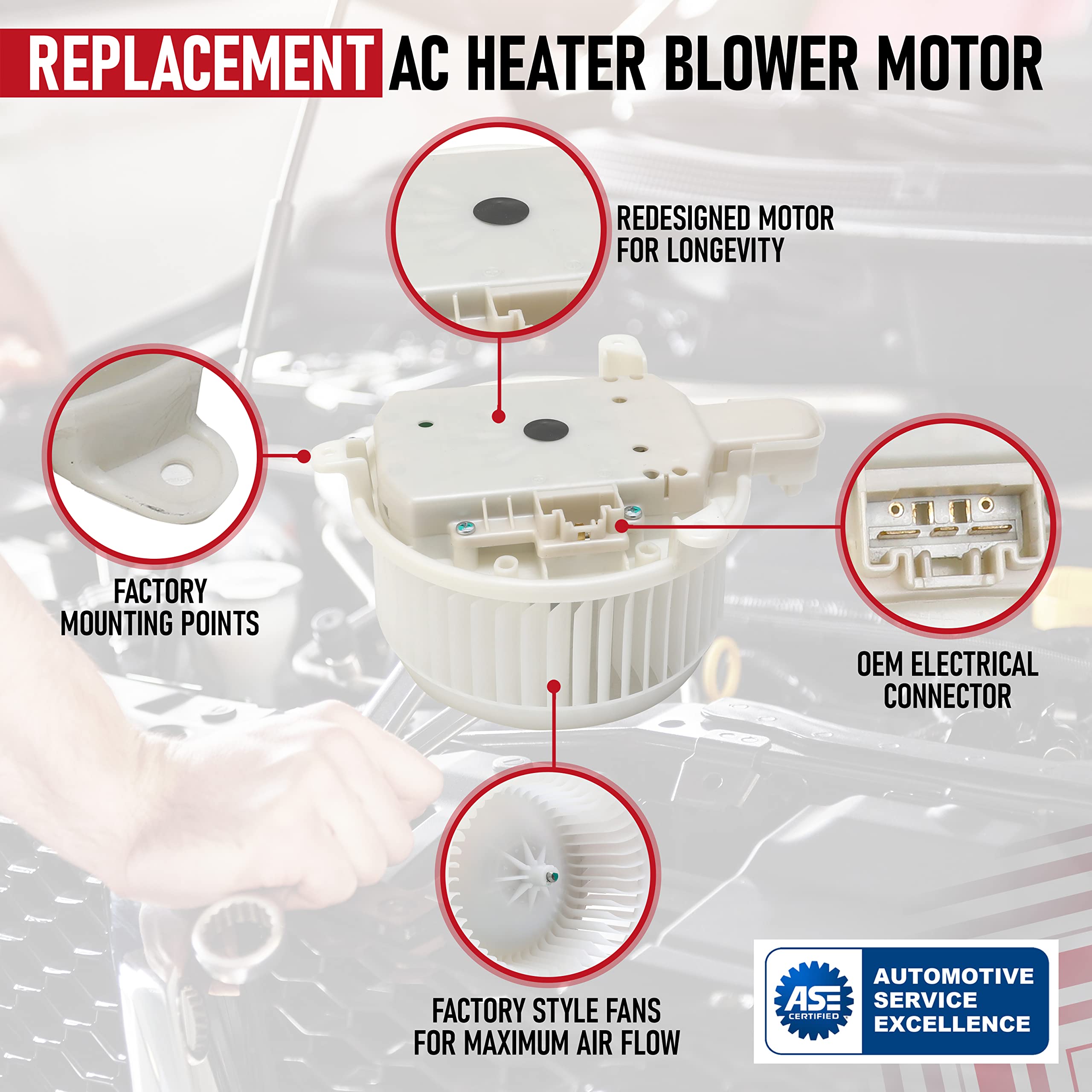 Replacement AC Blower Motor - Compatible with Toyota Vehicles - Sequoia 2008, 2009, 2010, 2011-2019, Sienna 2011-2020 - Replaces Part 87103-0C051, 700298, 75050, 871030C051 - Fan Assembly  - Acceptable