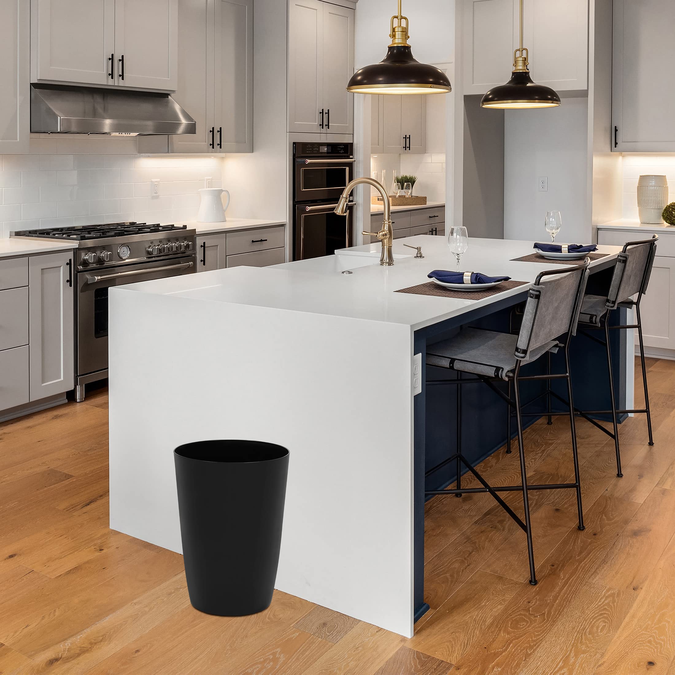 Mini Waste Basket - 2 Gallon Durable Small Plastic Garbage Trash Can Bin - Lidless Open-Top Rectangular Slim Profile for Compact Spaces - Suitable for Home, Bathroom, Office, Bedroom, Kitchen and More  - Very Good