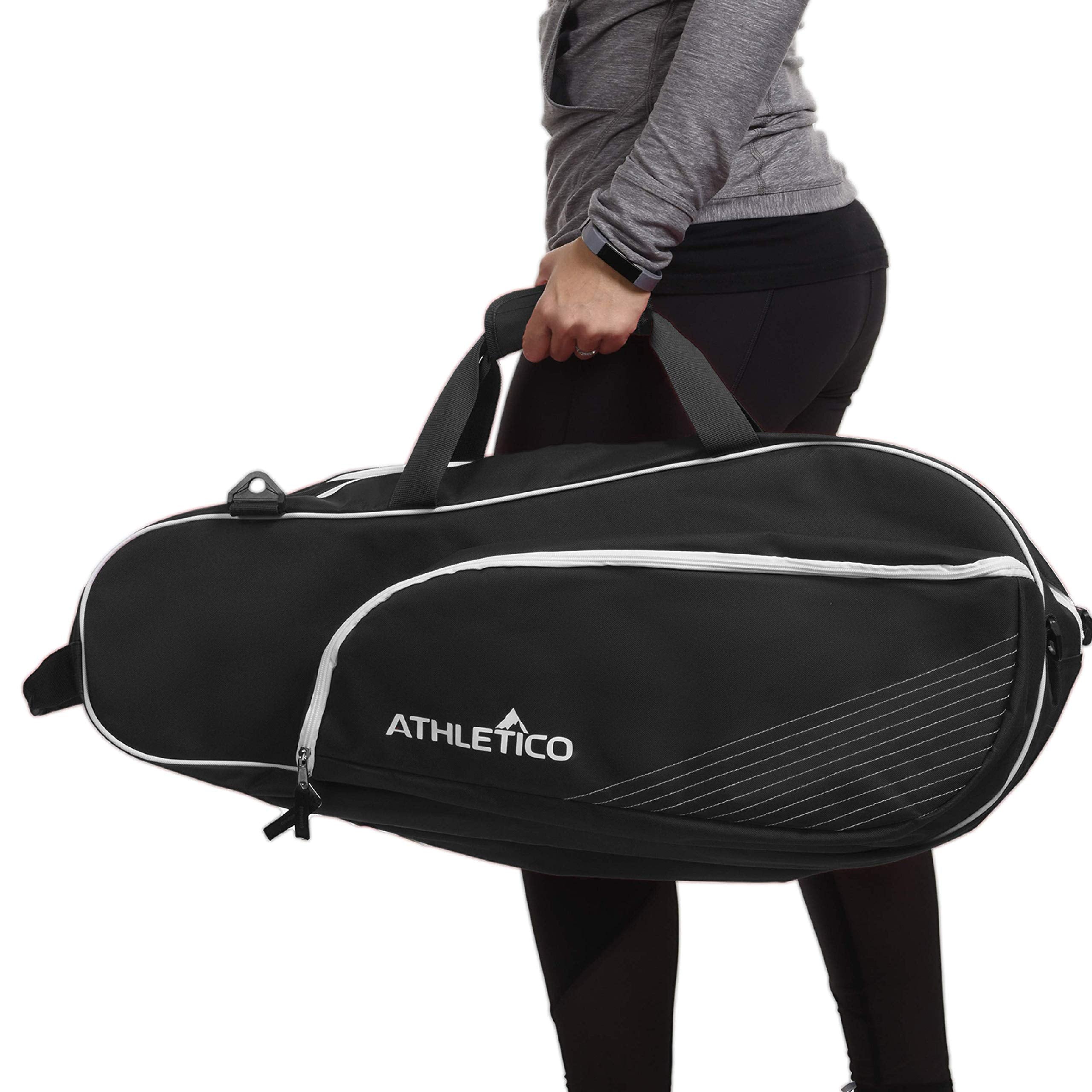 Athletico 6 Racquet Tennis Bag | Padded to Protect Rackets & Lightweight | Professional or Beginner Tennis Players | Unisex Design for Men, Women, Youth and Adults (Black)  - Acceptable