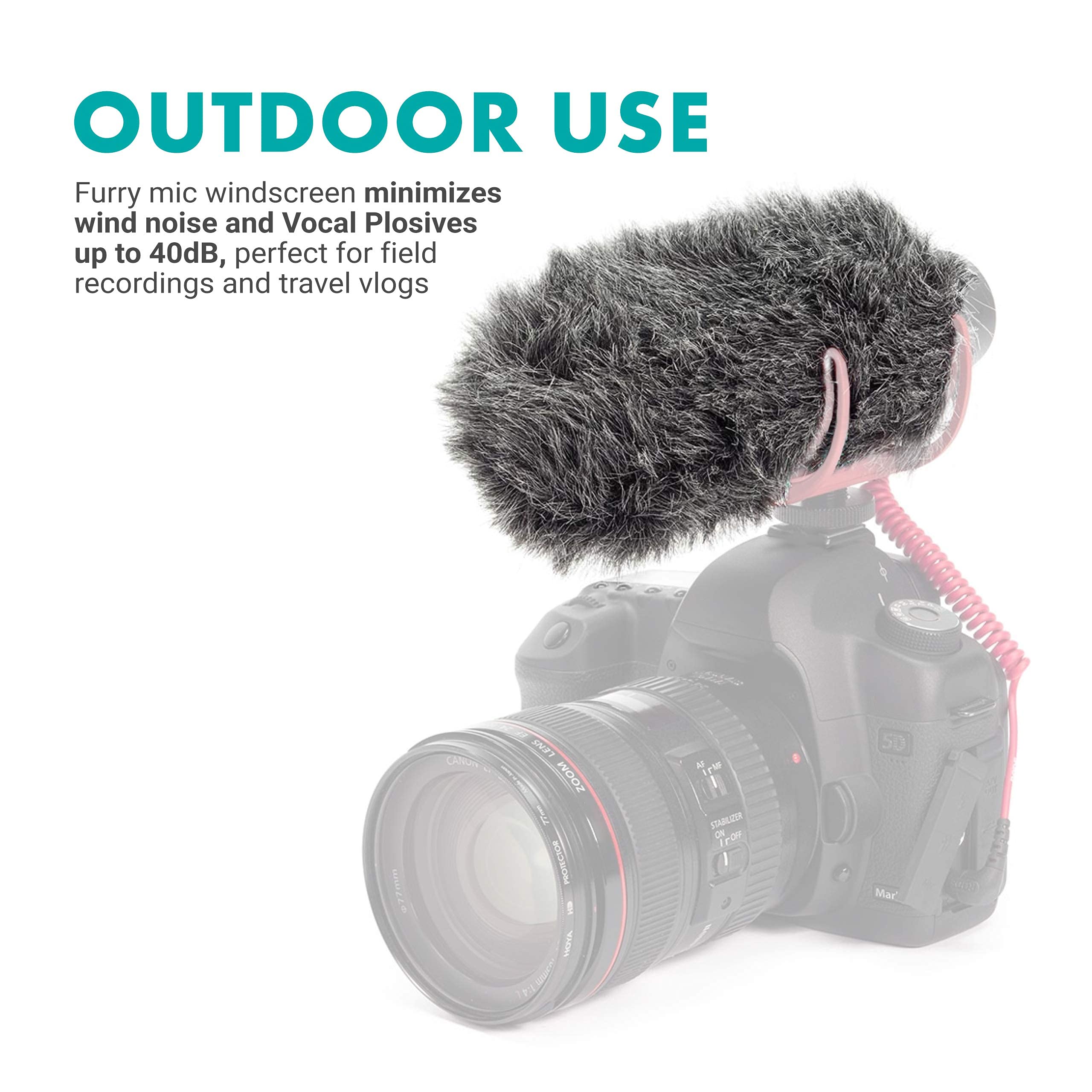 Movo WS-G7 Foam and Furry Indoor, Outdoor Microphone Windscreen Combo Pack - Custom Fit for Rode VideoMic Go  - Like New