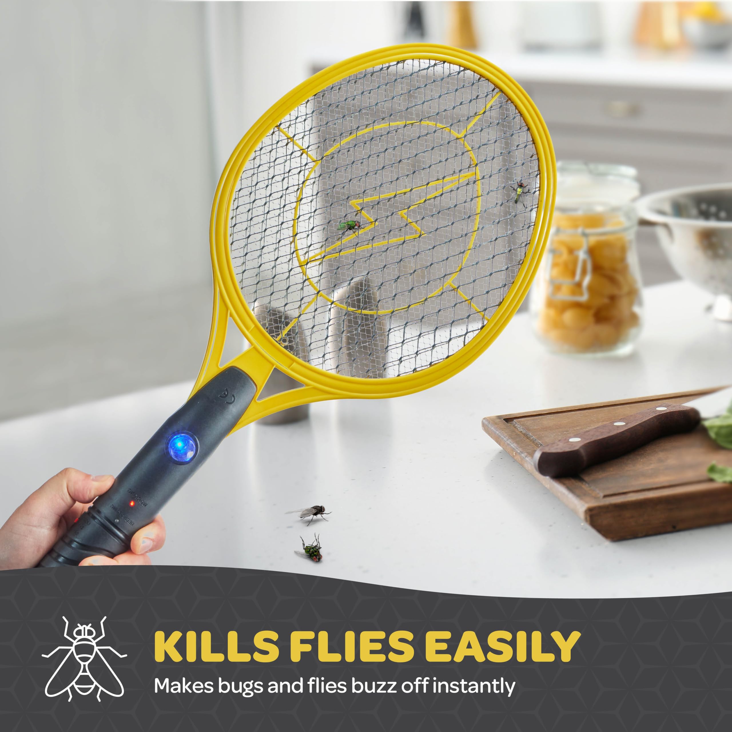 Electric 4000 Volt Fly Swatter [Set of 2] Handheld Bug Zapper Racket for Indoor/Outdoor - Instant Bug & Mosquito Killer with Attractant LED Light - USB Rechargeable Portable Fly Zapper.  - Like New