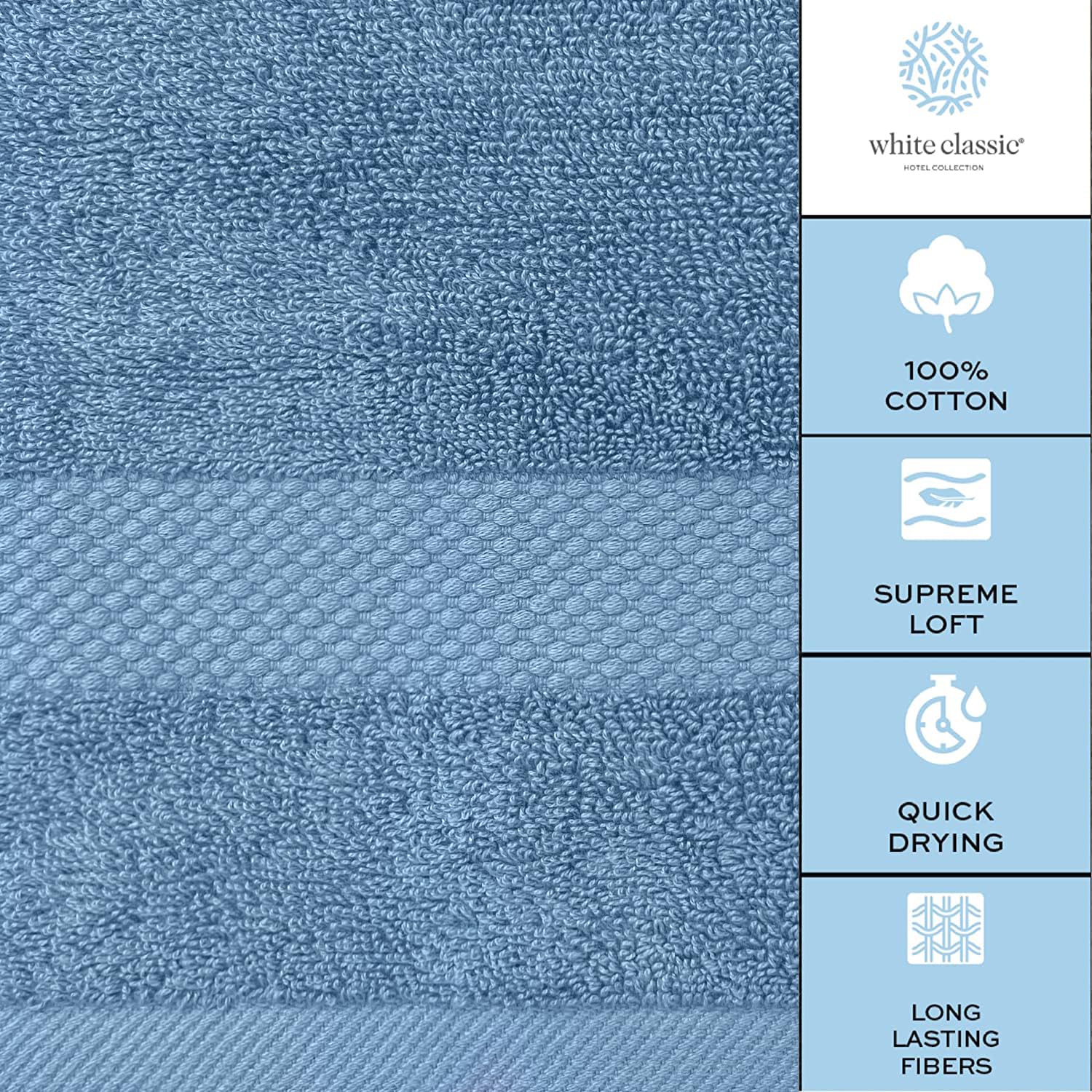 White Classic Luxury Soft Bath Sheet Towels - 650 GSM Cotton Luxury Bath Towels Extra Large 35x70 | Highly Absorbent and Quick Dry | Hotel Quality Extra Large Bath Towels Oversized, Light Blue, 2 Pack  - Acceptable