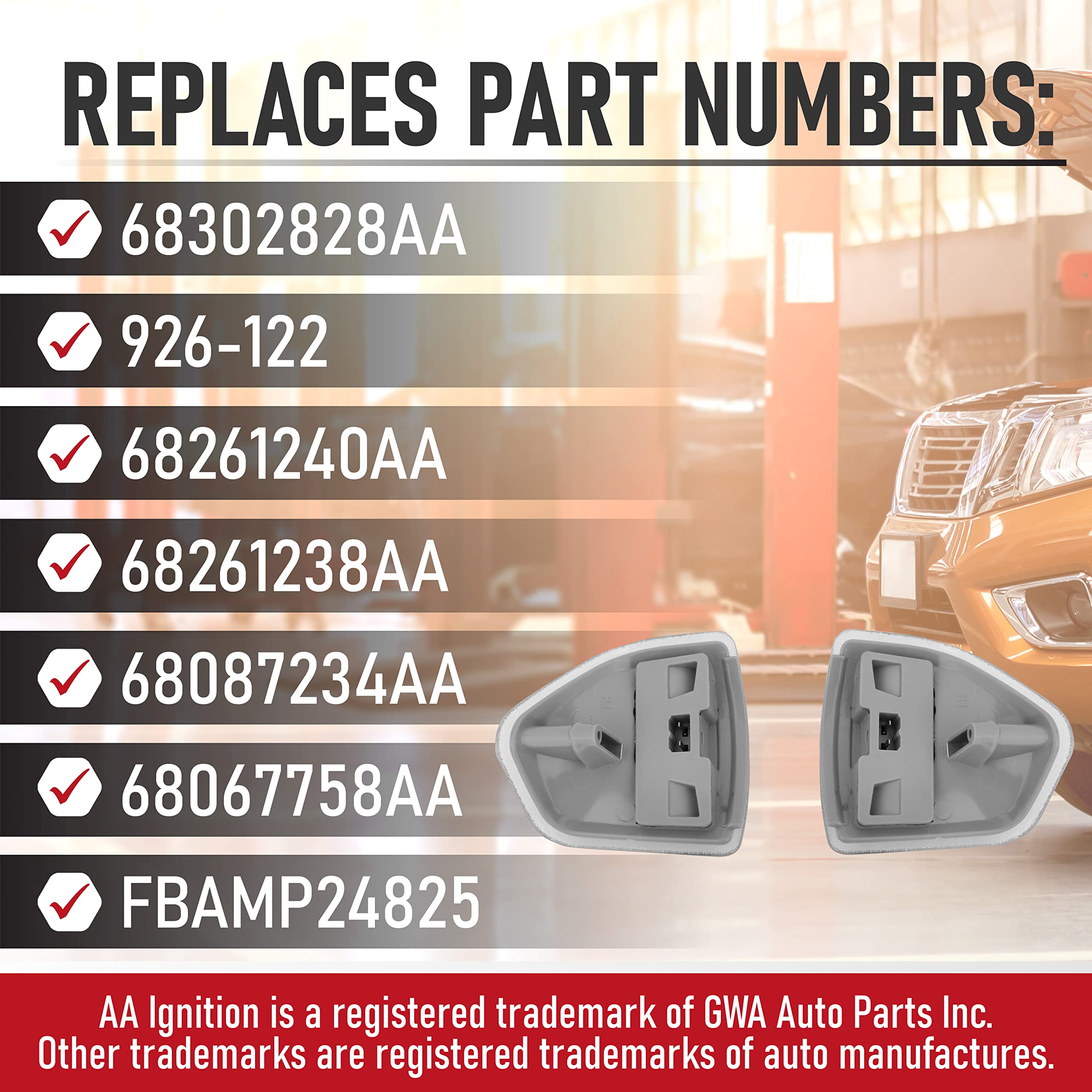 Replacement Side Mirror Turn Signal Light Lamp Set - Replaces 68302828AA, 926-122, 68261240AA - Compatible with Dodge Trucks - Ram 1500, Ram 2500, Ram 3500, 4500, 5500 - Left and Right Blinkers  - Like New