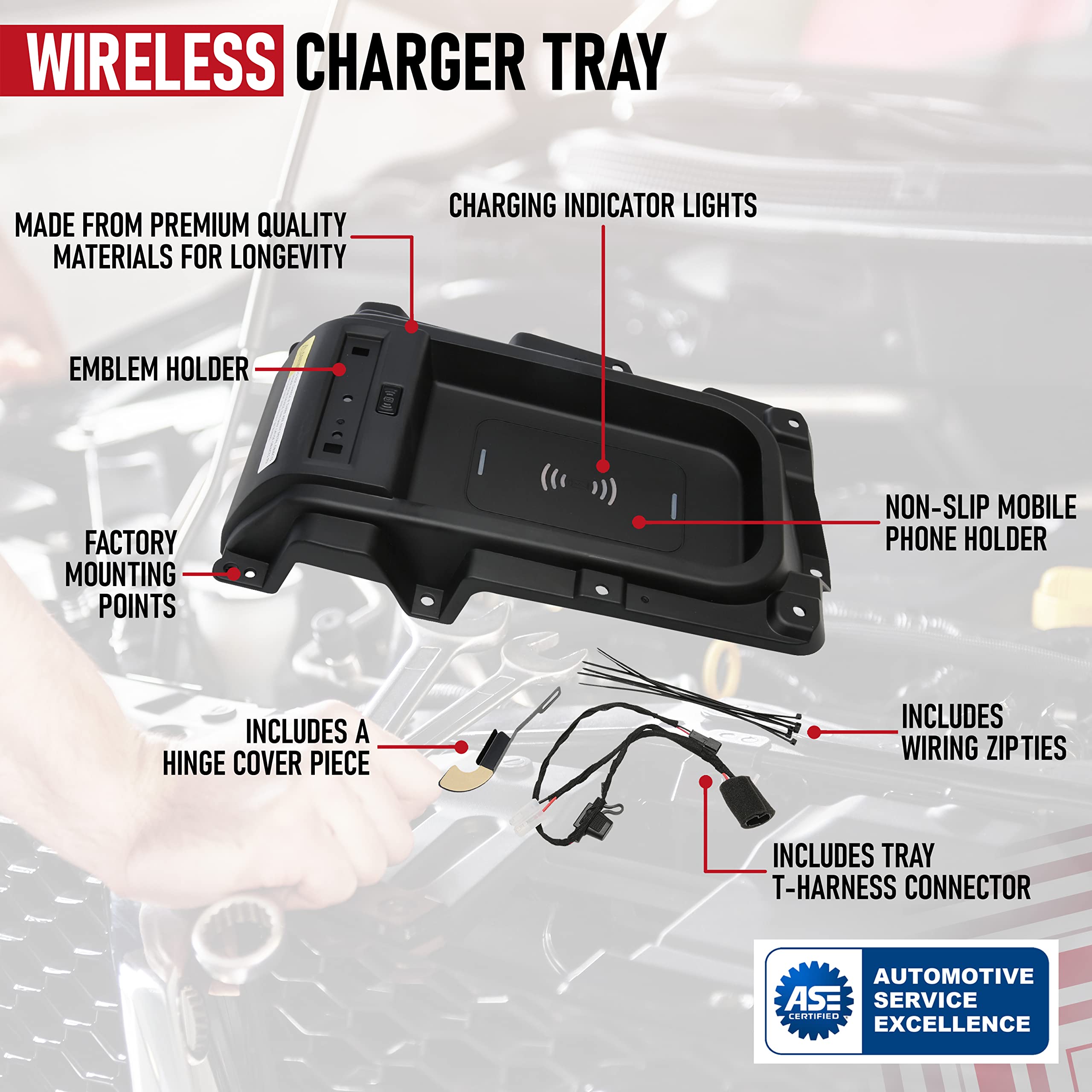 Wireless Charger Tray - Compatible with Toyota Vehicles - 2014, 2015, 2016, 2017, 2018, 2019, 2020, 2021 Tundra - Replaces 00016-34506 - 15 Watts Fast Charging - Center Console Tray Replacement  - Very Good