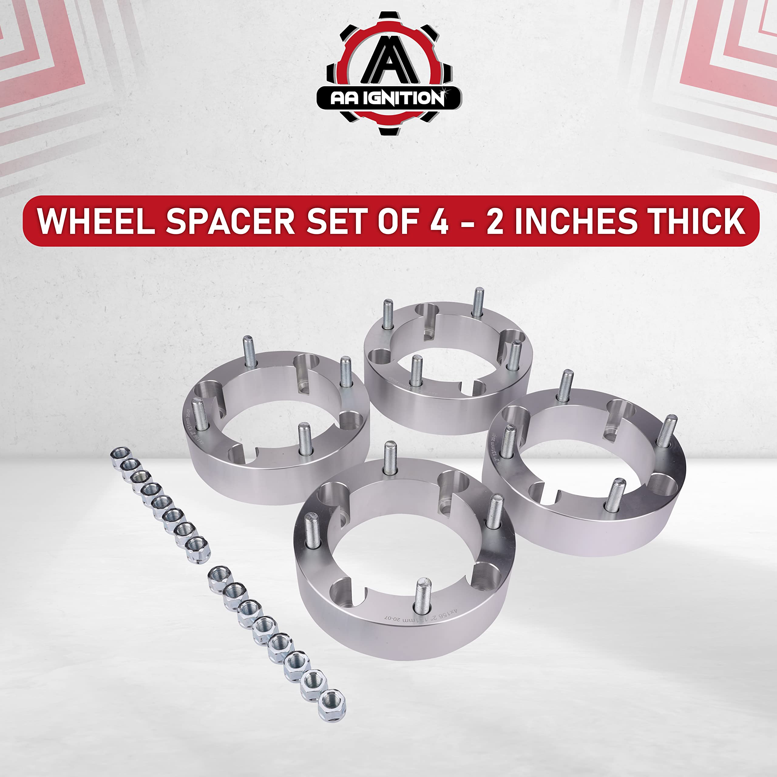 ATV Wheel Spacer Set of 4-4x156 Bolt Pattern - 4x156mm Lug Centric 131mm Bore - M12 x 1.5 Studs 2 Inches Thick - Compatible with Polaris ATV UTV 2013 Models and Up - RZR XP, Trail 900, XC, Ranger  - Like New