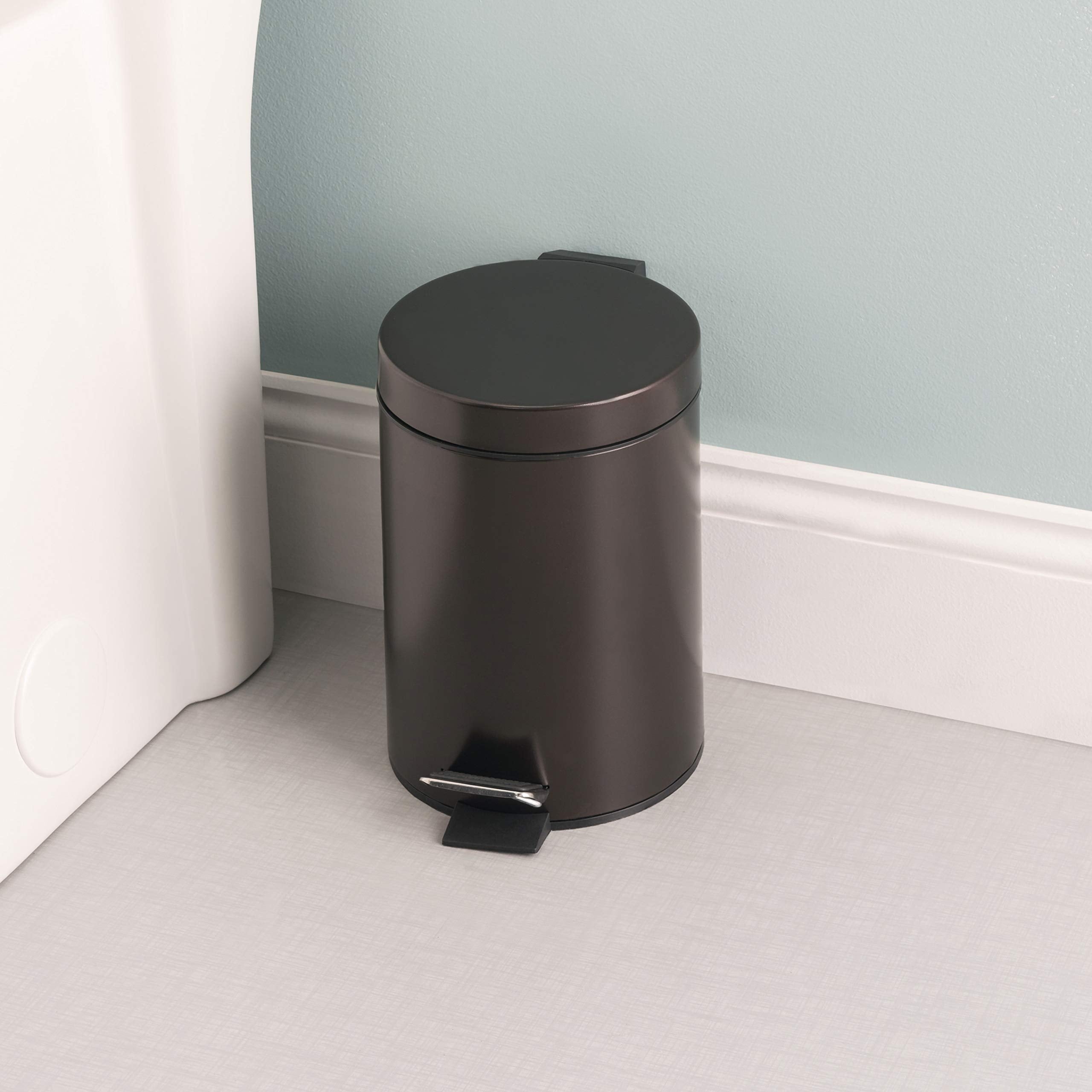 Home Basics 3 Liter Step Open Garbage Trash Can, Waste Basket Bin For Bathroom, Kitchen, Office, Bronze  - Like New