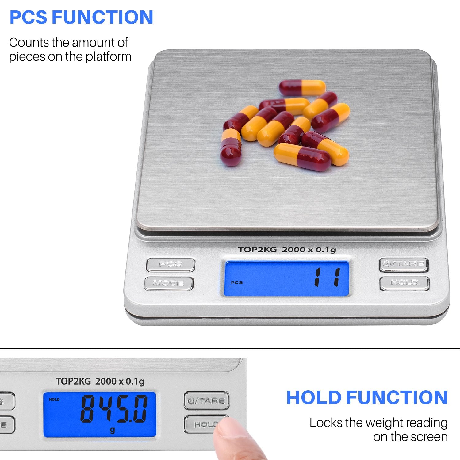 Smart Weigh Digital Pro Pocket Scale 2000g x 0.1gram,Jewelry Scale, Coffee Scale, Food Scale with Tare, Hold and Counting Function,Back-Lit LCD Display  - Like New