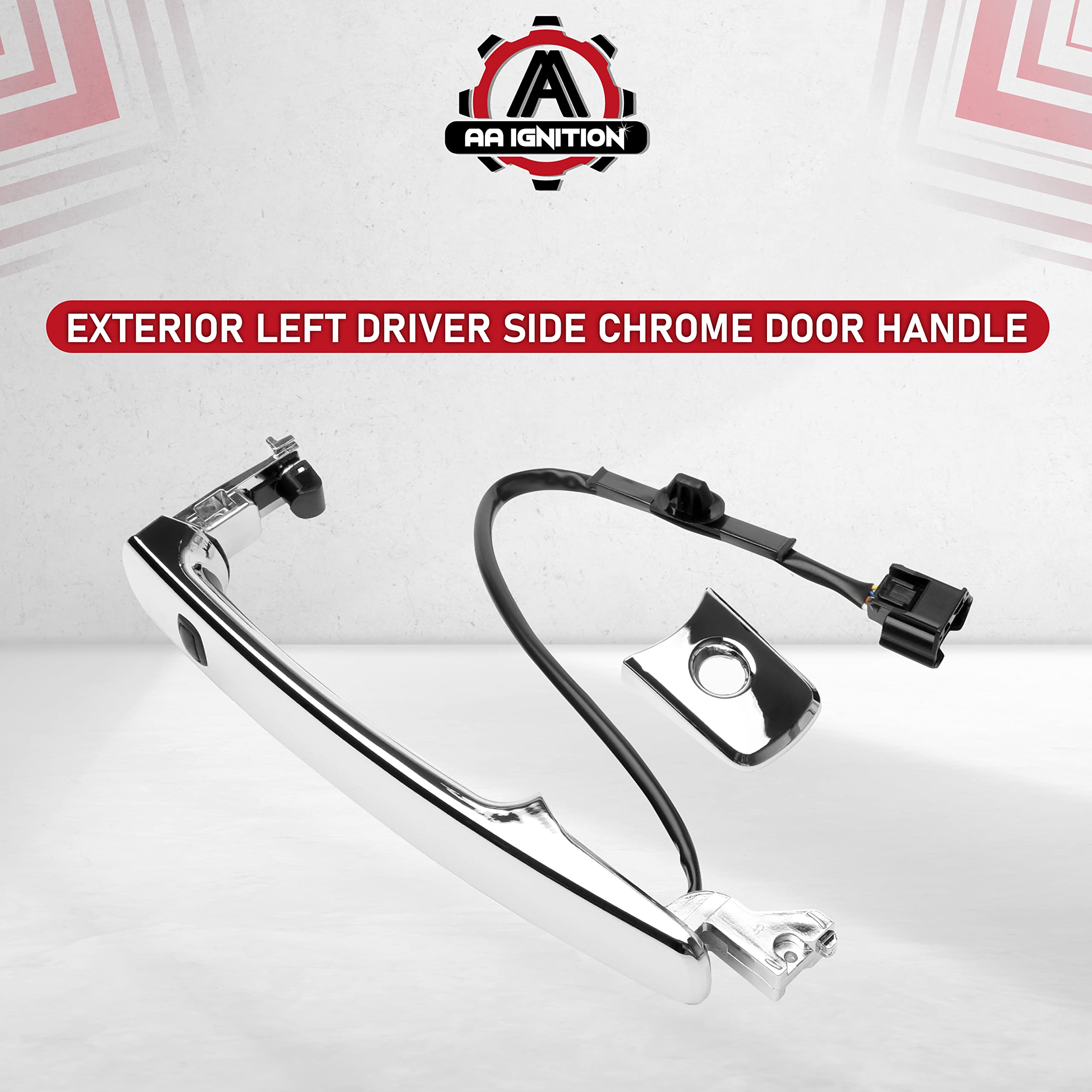 Exterior Door Handle Chrome Front Left Driver Side with Keyhole- Compatible with Nissan Vehicles - 2010, 2011, 2012, 2013 Rogue - Replaces 80640CZ31B, 80640-CZ31A, 80645-CA000 - Smart Entry Keyless  - Very Good