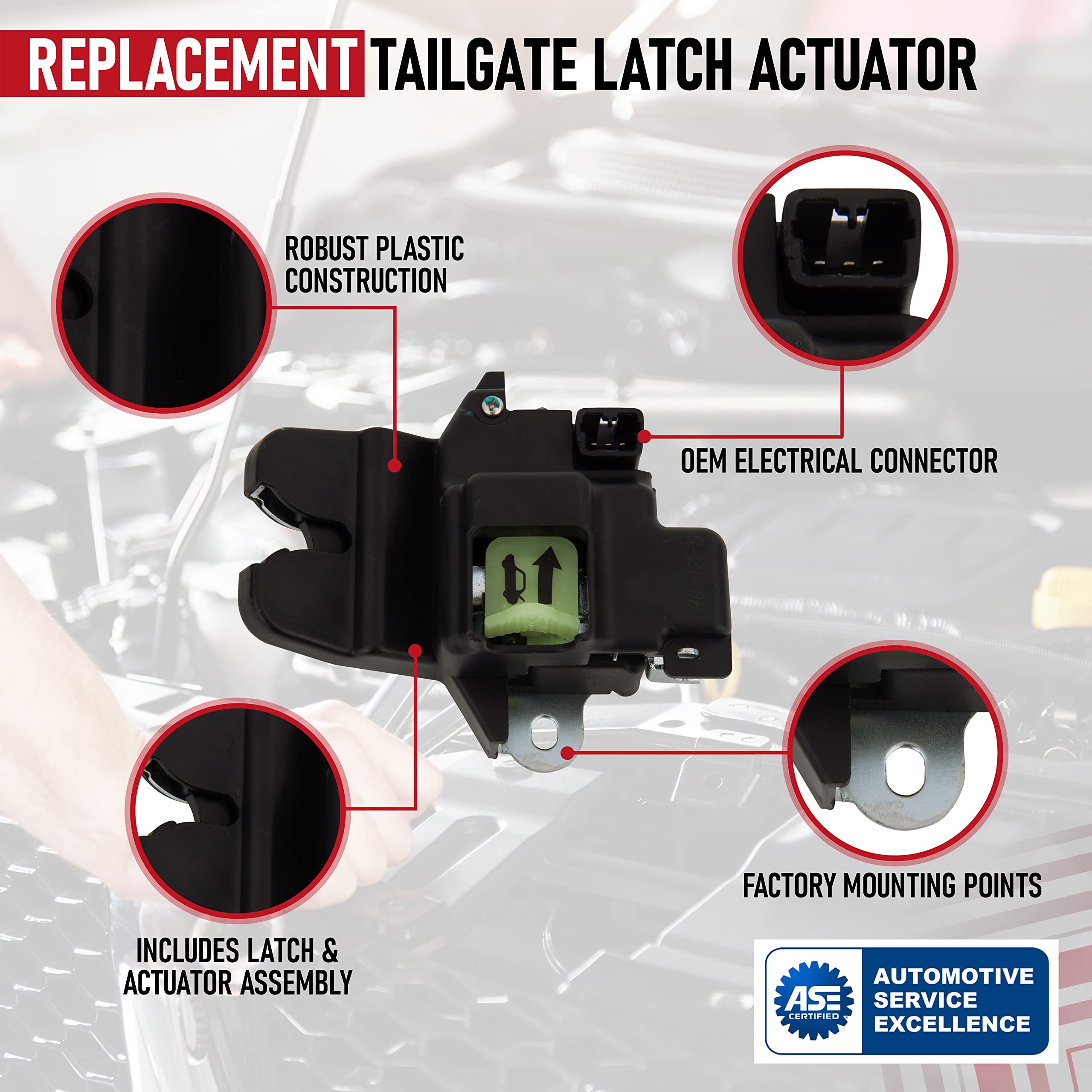 Replacement Tailgate Trunk Latch Lock Actuator - Compatible with Elantra 2011, 2012, 2013, 2014, 2015, 2016 - Replaces 81230-3X010, 719-901, 812303X010 - Integrated Liftgate Latch Assembly  - Very Good