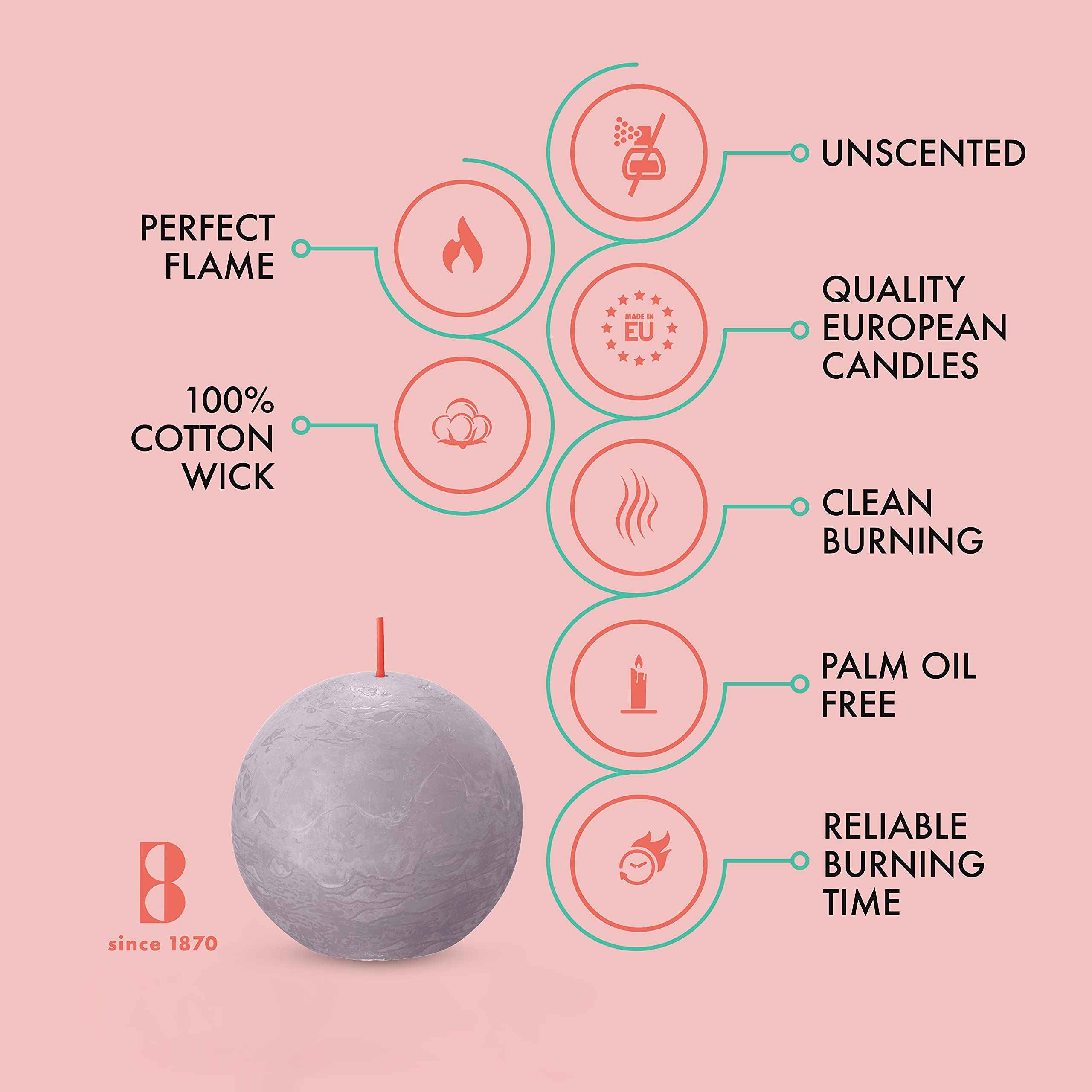BOLSIUS 3 Pack Frosted Lavender Rustic Ball Pillar Candles - 3 Inch - Premium European Quality - Includes Natural Plant-Based Wax - Unscented Dripless Smokeless 25 Hour Party D�cor Candles  - Collectible Very Good