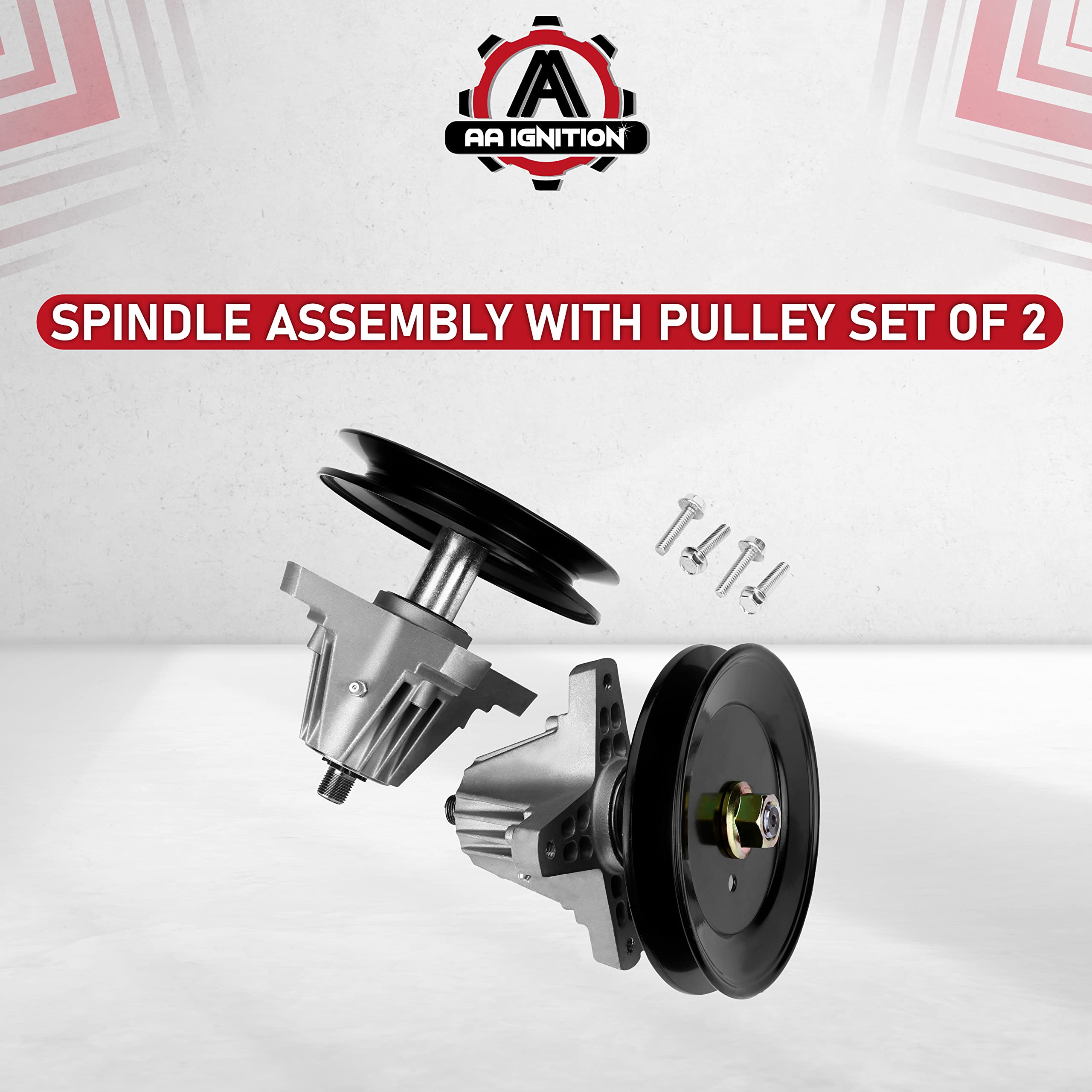 Replacement Lawn Mower Spindle Assembly with Pulley Set of 2 - Compatible with Cub Cadet, Troy-Bilt, MTD 42 Inch Deck - Replaces 918-04822B, 618-04822, 618-04822A, 618-04822B, 918-04889, 91804889A  - Like New