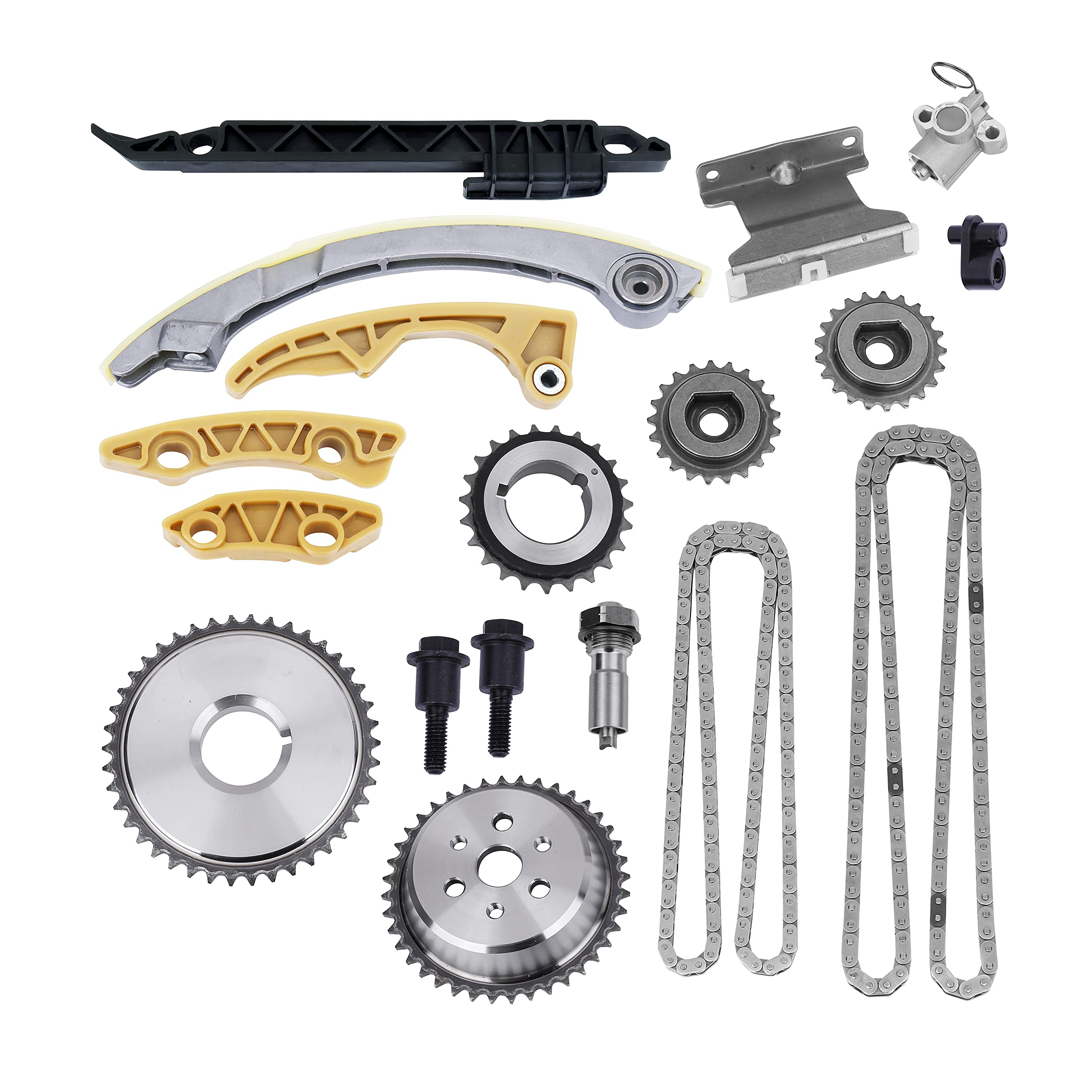 Engine Timing Chain Kit - Compatible with Buick, Chevy, GMC, Pontiac and Saturn - 2.0L, 2.2L, 2.4L - LaCrosse, HHR, Malibu, Terrain, G5, G6, Saab - Replaces 9-4201S, 12680750, 94201SX  - Very Good