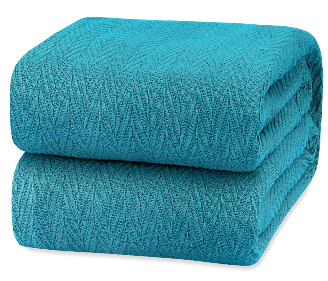 White Classic Queen Size Blanket for Bed, 100% Cotton Blankets Soft and Breathable, 410Gsm Waffle Lightweight Summer Blanket 90x90 Inches Teal  - Very Good