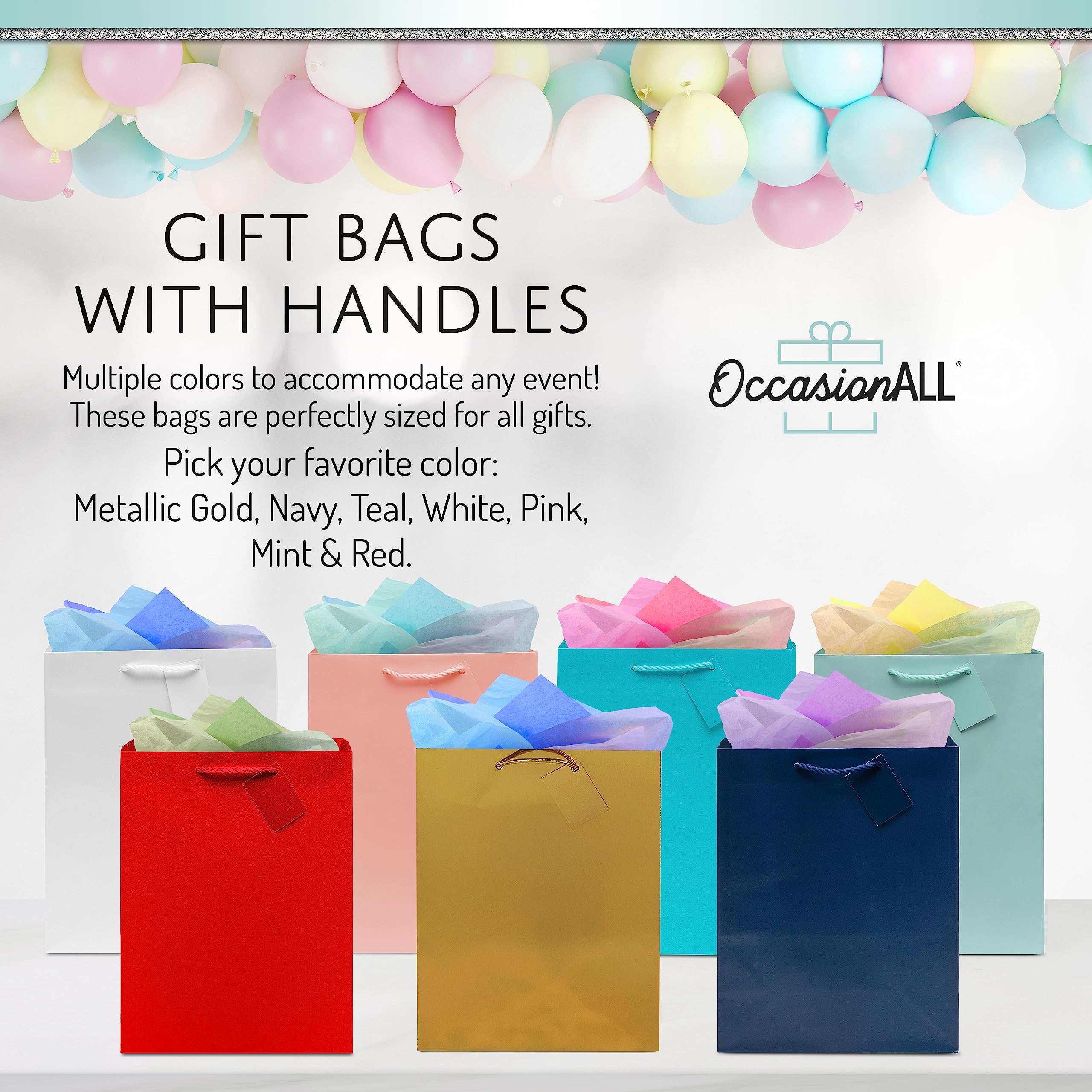 OccasionALL Assorted Color Foil Gift Bags  - Like New