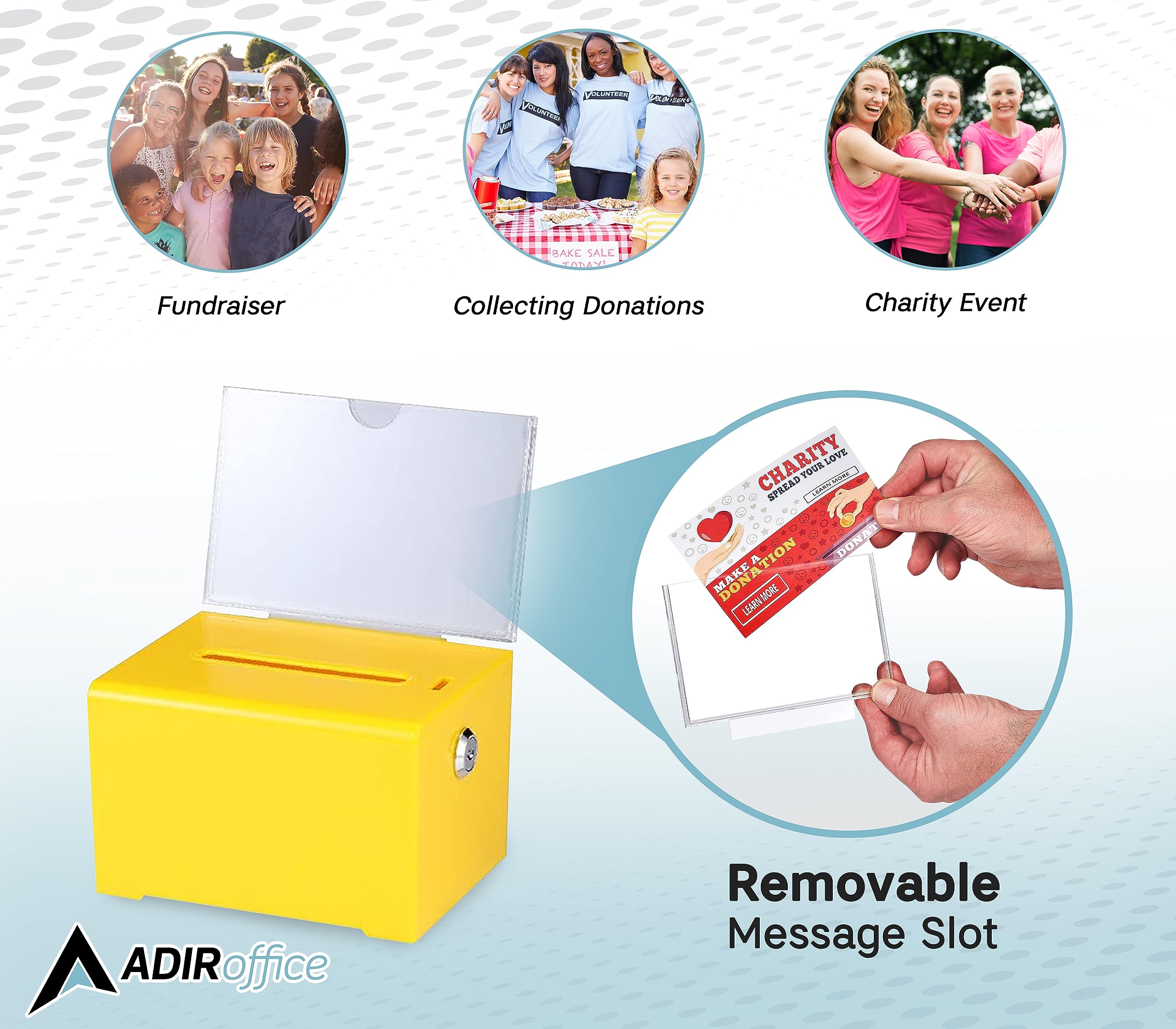 Adir Acrylic Donation Ballot Box with Lock - Secure and Safe Clear Slotted Suggestion Box - Storage Lock Deposit Box with Keys for Cards, Votes, Tickets, Feedback and Money (6.25" x 4.5" x 4")  - Like New