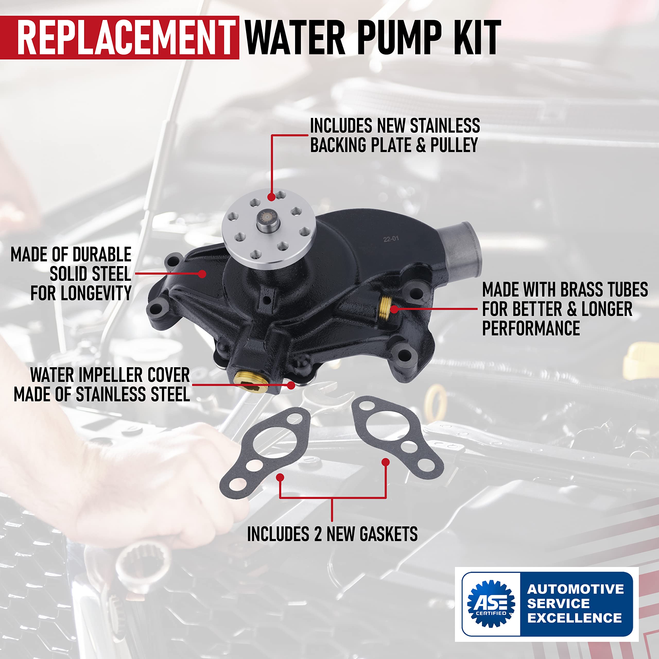Replacement Water Pump Kit - Compatible with Mercruiser, Stern Drive, Volvo Penta, 1968-1998 OMC, Chrysler and Indmar - Inboard Engines - Replaces 8M0113734, 18-3599-2, 15201, 9-42606, 8503991  - Like New