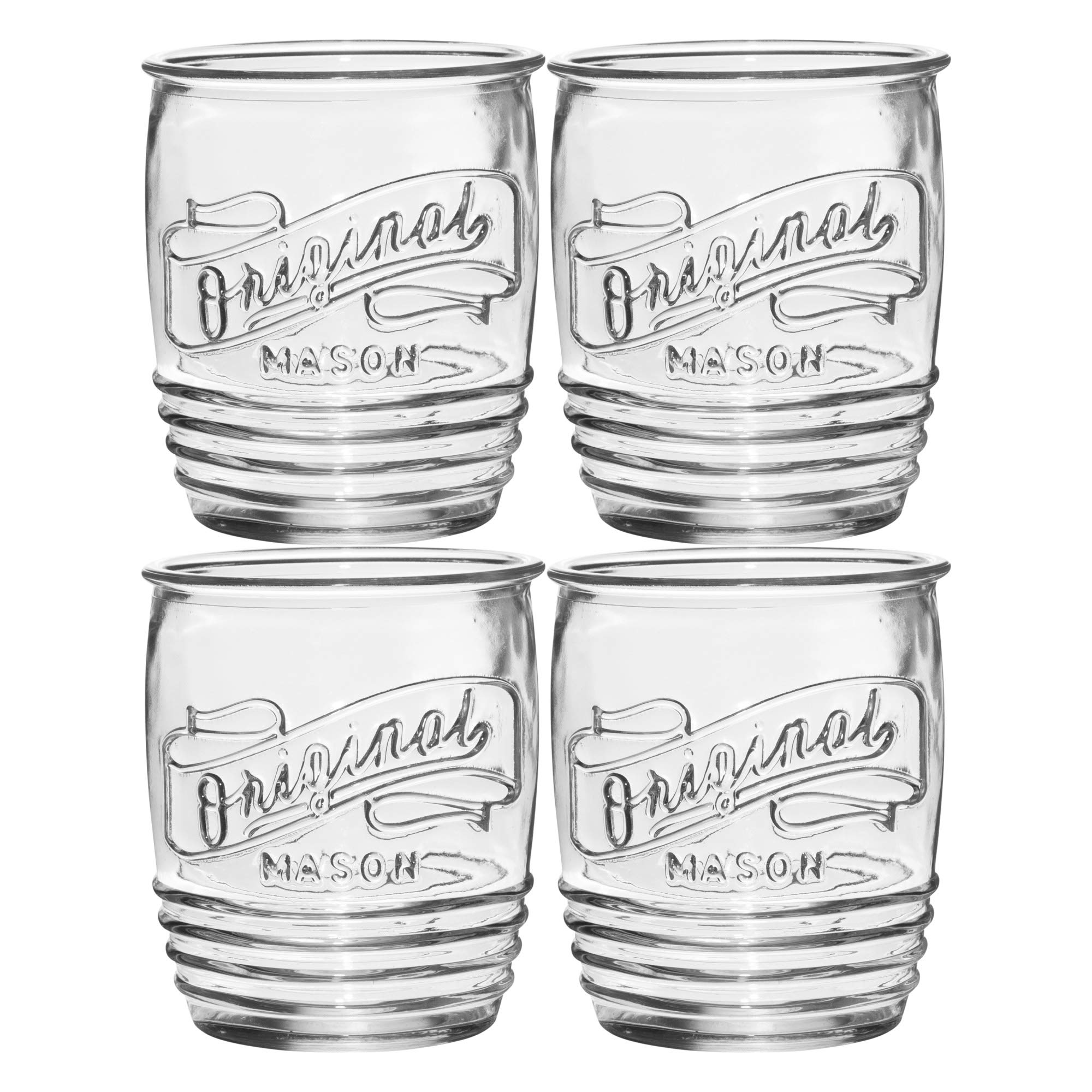 Glaver's Set Of 4 Original Mason Collins Glasses Drinking Glasses For Juice, Cocktails, Beverage Glass Cups, Hand Wash.  - Good