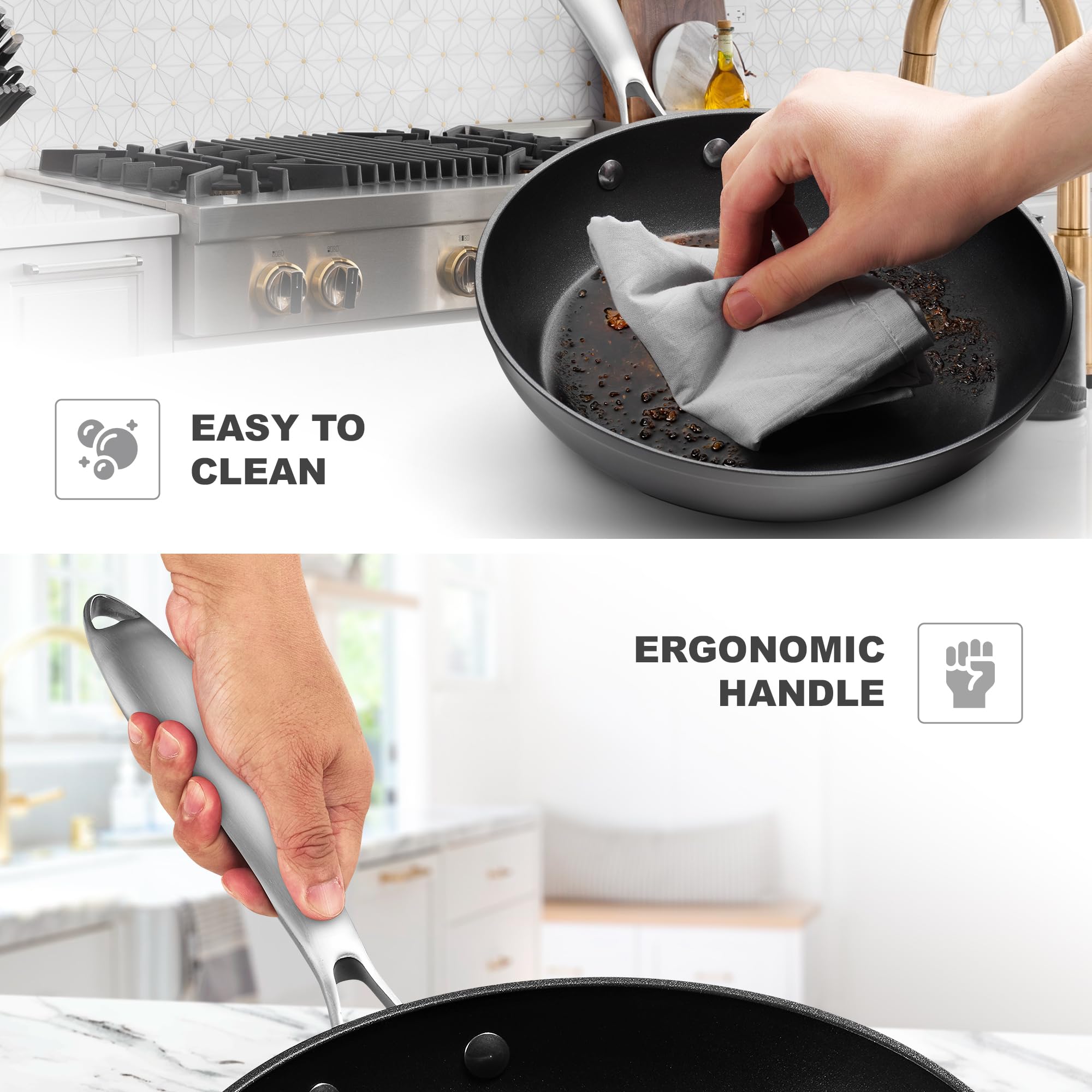 Frying Pans Nonstick - 10" Non Stick Frying Pan with Lid Splatter Screen - Lightweight Aluminum Fry Pan Skillet Includes Spatula - 2" Deep Egg Pan, PFAS-Free and PFOA Free, Dishwasher Safe, Oven Safe  - Very Good