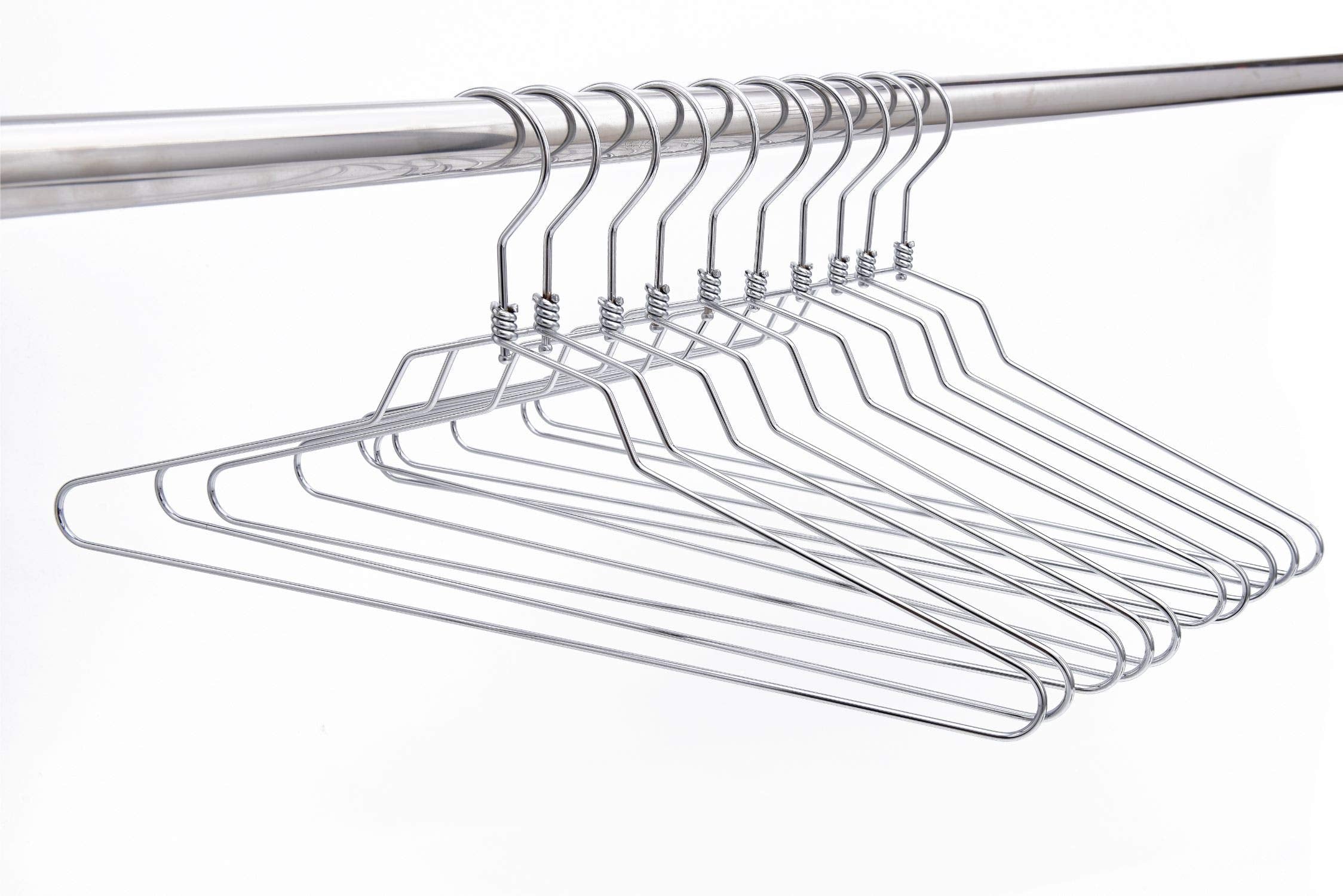 10 Quality Metal Hangers, Swivel Hook, Stainless Steel Heavy Duty Wire Clothes Hangers (10, Standard - 17" inch)  - Acceptable