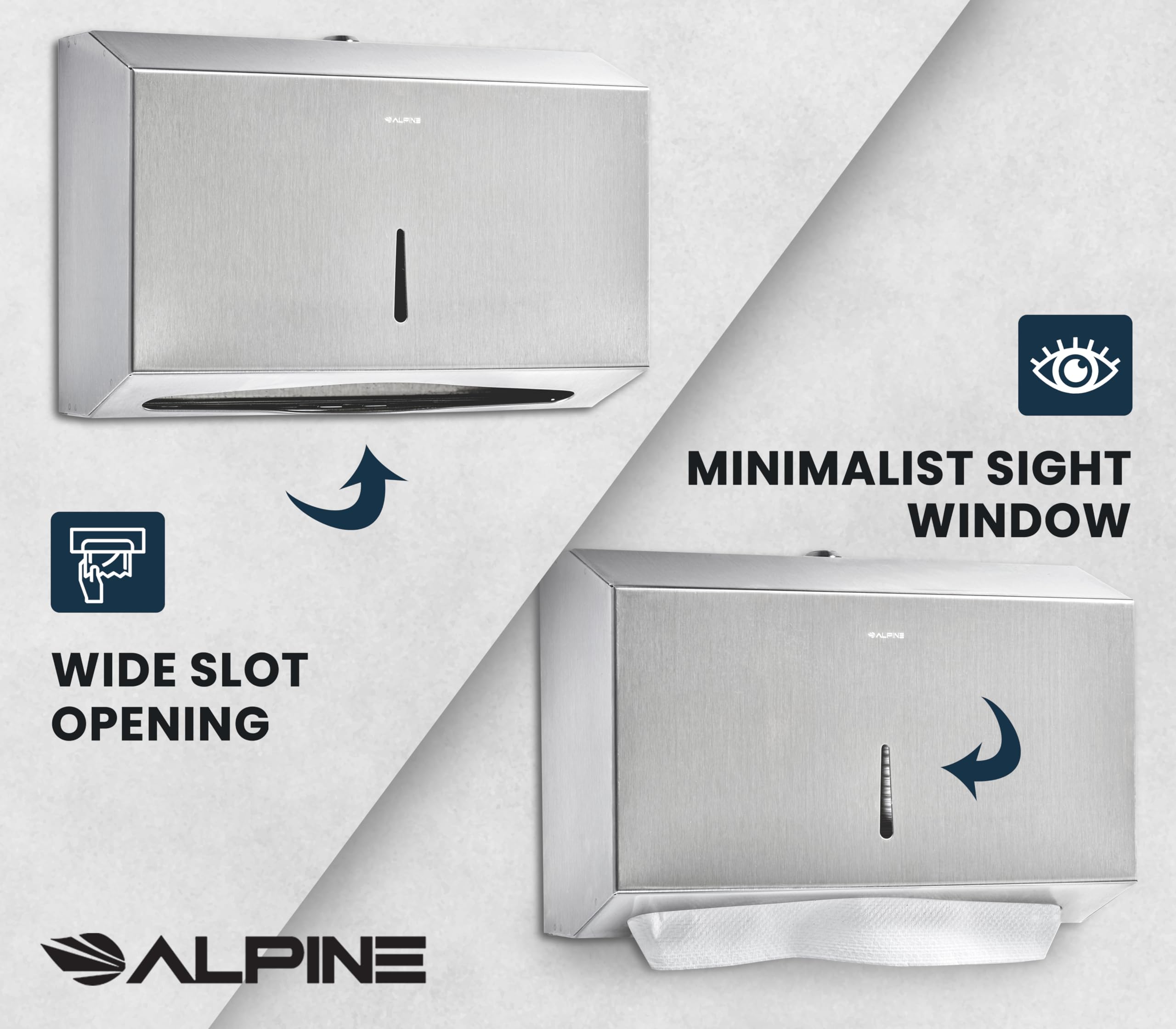 Alpine Paper Towel Dispenser Wall Mount for C Fold, Trifold & Multifold Paper Towels - Stainless Steel Hand Towel Dispenser for Commercial & Residential Use  - Like New