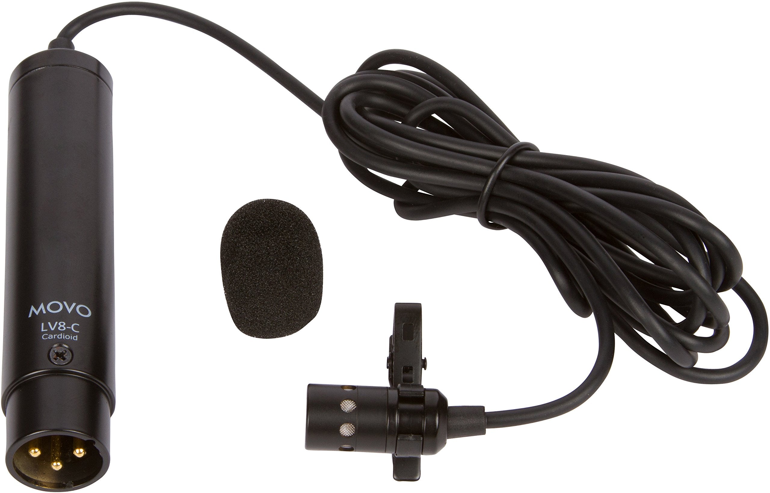 Movo LV8-C Broadcast-Quality XLR Lavalier Cardioid Condenser Wired Microphone with 12mm Mic Capsule for Accurate Voice Recording - Kit Includes Lapel Clip, Case and Windscreen  - Very Good