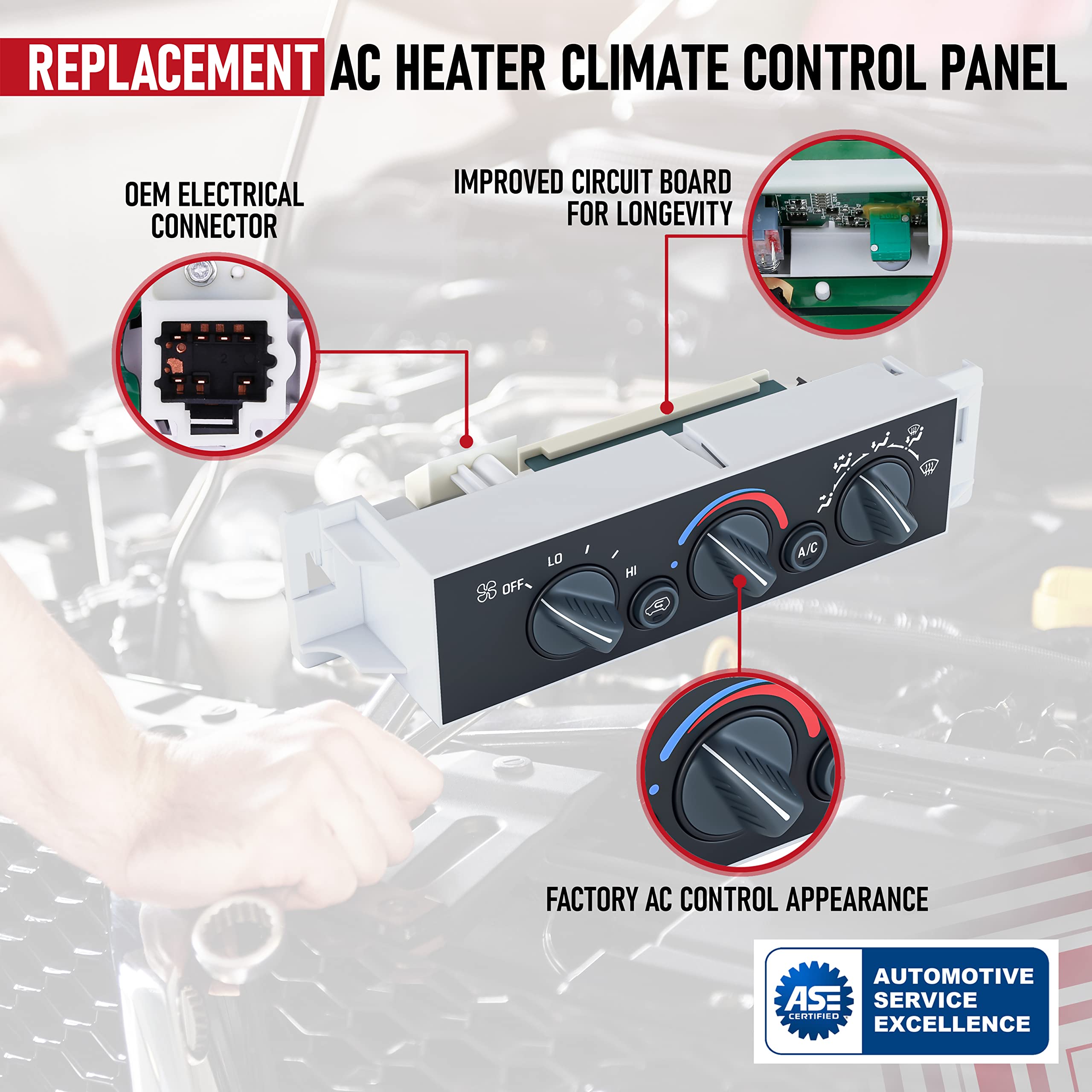 AC Heater Climate Control Module for Chevy, Cadillac, GMC Escalade, C1500, C2500, C3500, K1500, K2500 Suburban, C3500HD, Tahoe Control Panel - 16231175, 16238895, 16240115, 15-72548, 599-007, 9378815  - Very Good