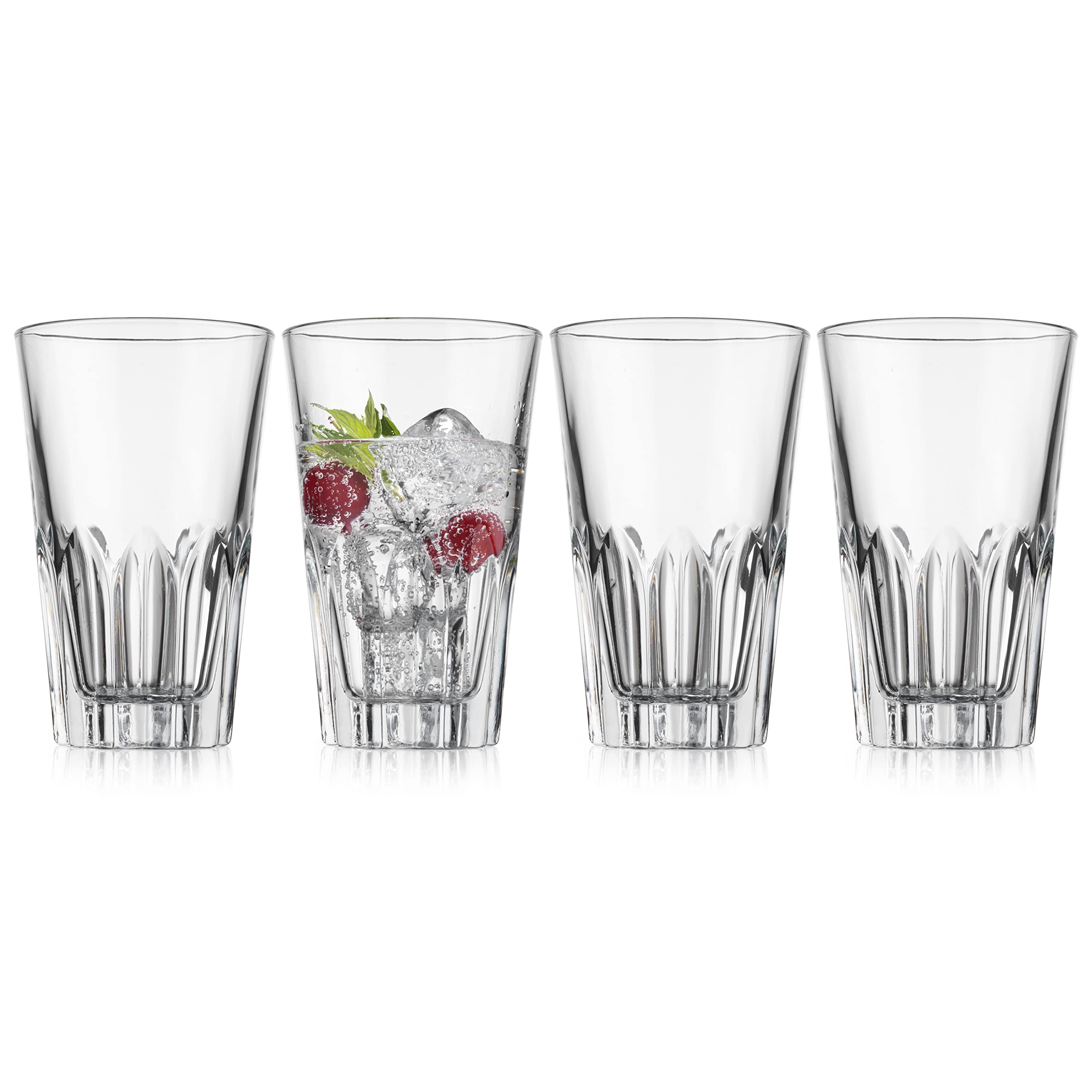 Glaver's Classic Drinking Glasses Set Of 4 Old Fashioned Highball Glass Cups 13.7 Oz, Diamond Cut Glass For Bar Glasses, Water, Beer, Juice, Cocktails  - Like New