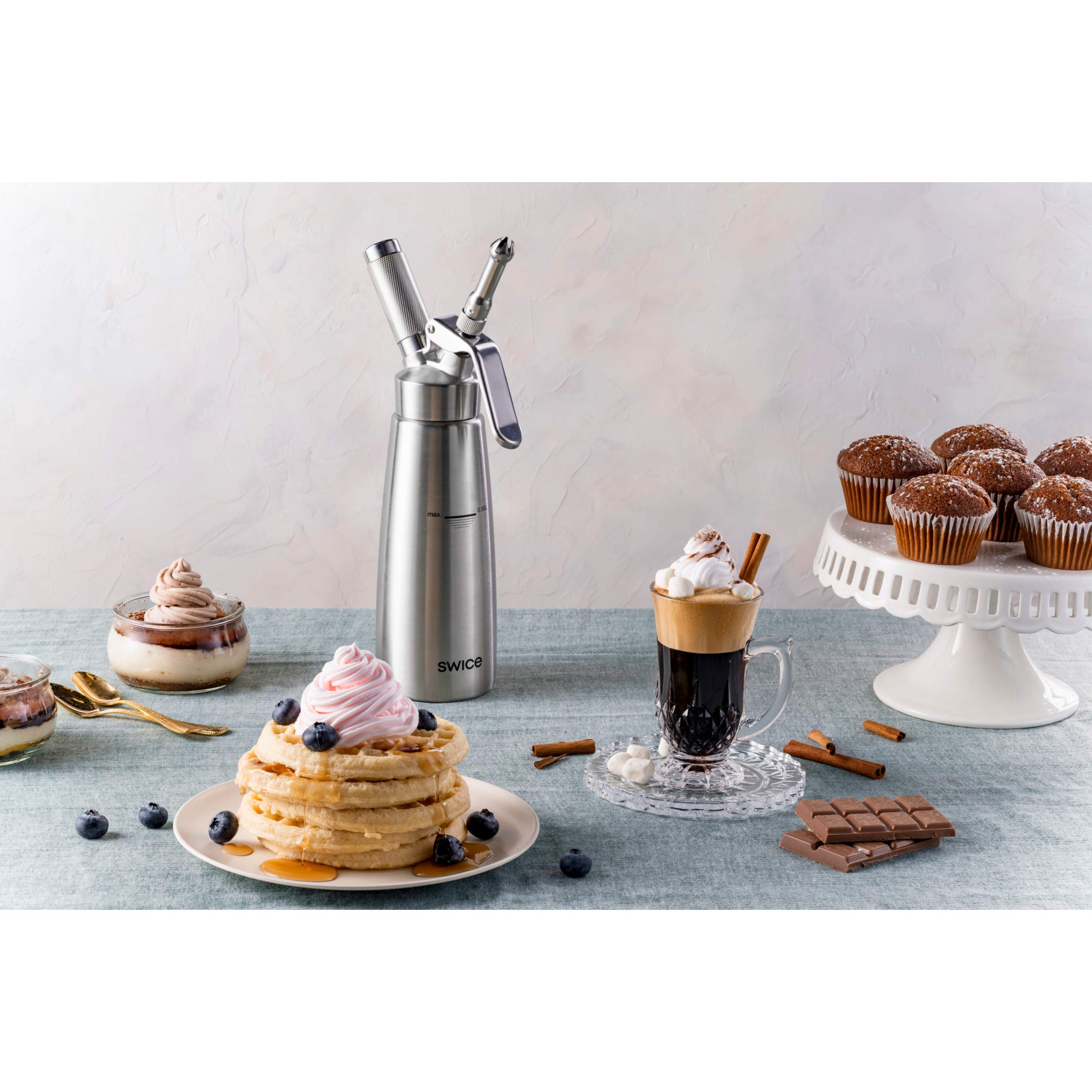 ALL STAINLESS STEEL Whipped Cream Dispenser with S/S Decoration Tips, Professional Whip Cream Dispenser + 6 Icing Tips, Whipped Cream Maker/Canister, Stainless Cream Whipper + Mesh Bag, Cleaning Brush  - Like New