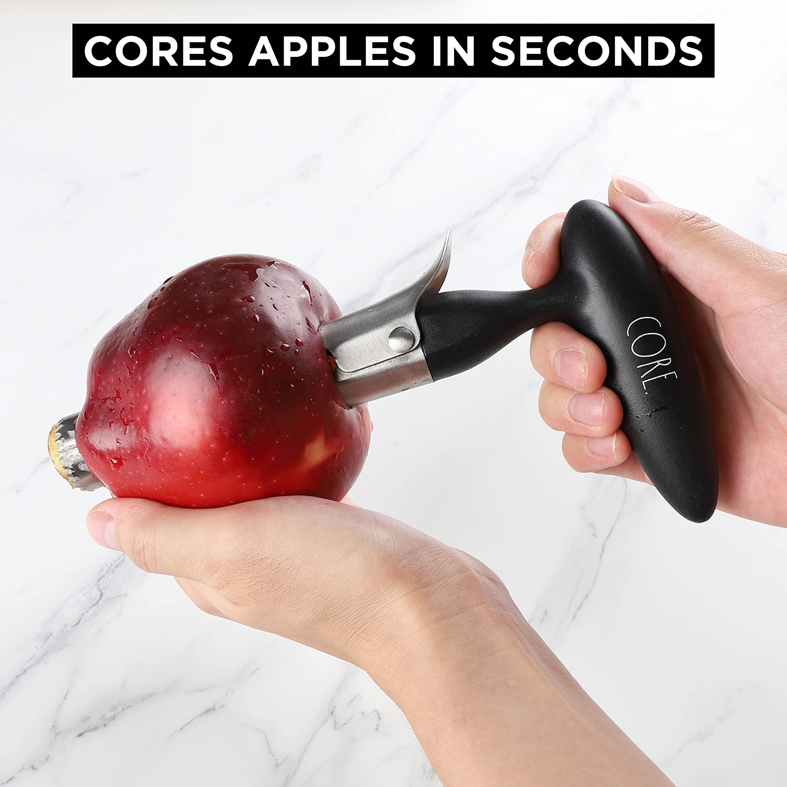 Rae Dunn Apple Corer Tool - Easy to Use Stainless Steel Apple Core Remover with Comfortable Handle - Removes Core and Pits of Apples, Pears, Peppers and More  - Like New