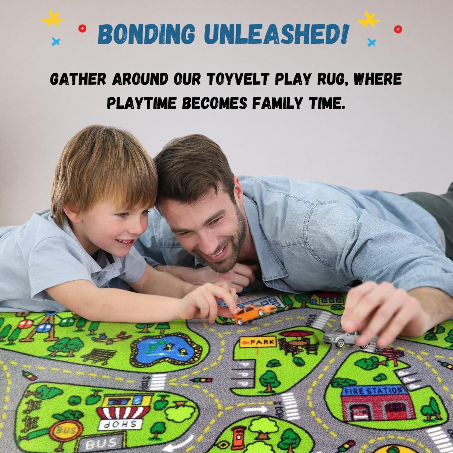 ToyVelt Car Rug Play Mat Carpet - Kids Road Rug for Cars and Trucks  - Like New