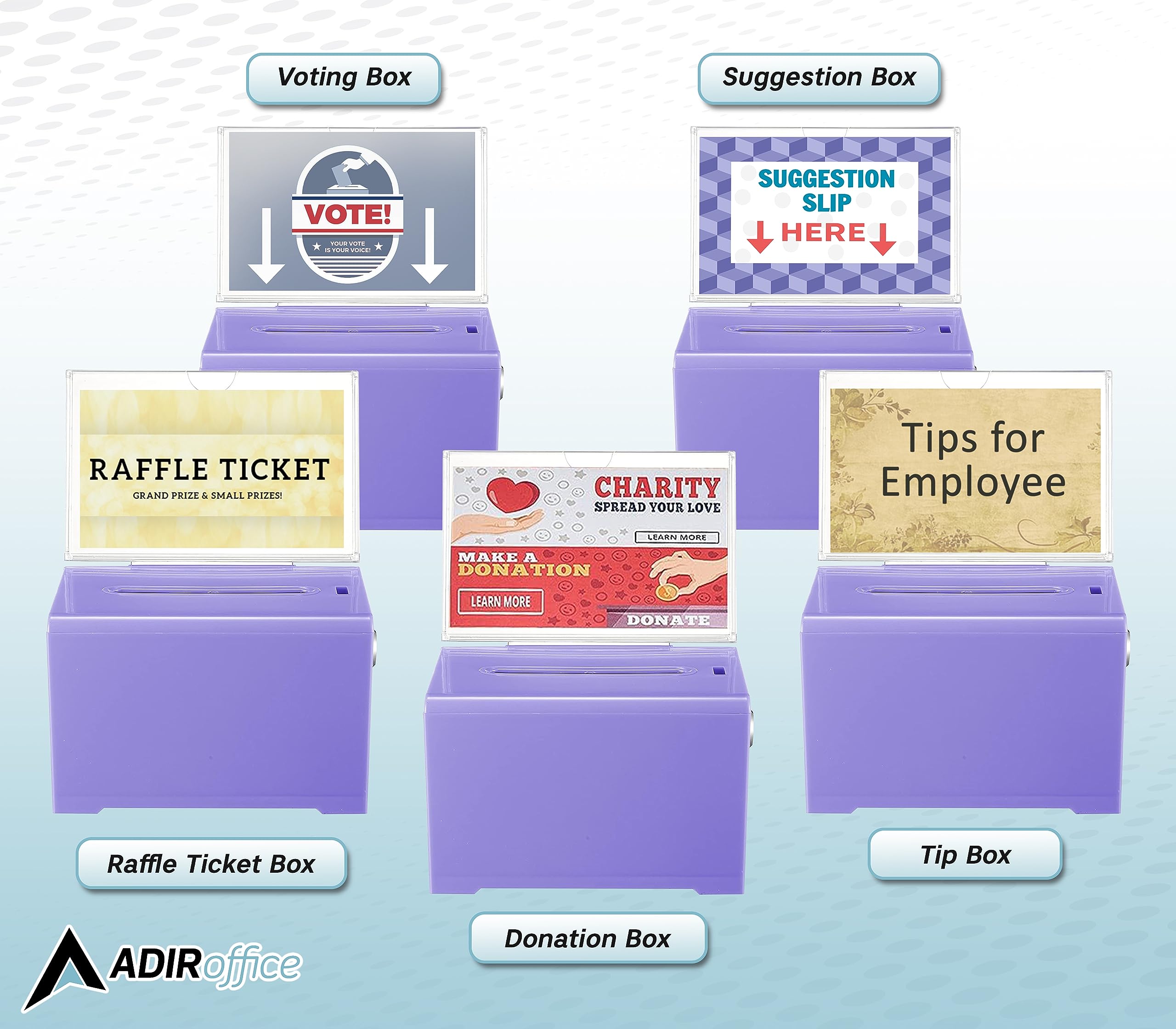 Adir Donation Box with Lock � Acrylic Suggestion Box with Slot, Ballot Lock Box with Sign Holder for Raffle, Tip Jar, Voting, Comments - Cash Donation Boxes for Fundraising (6.25x4.5x 4 Inches)  - Like New