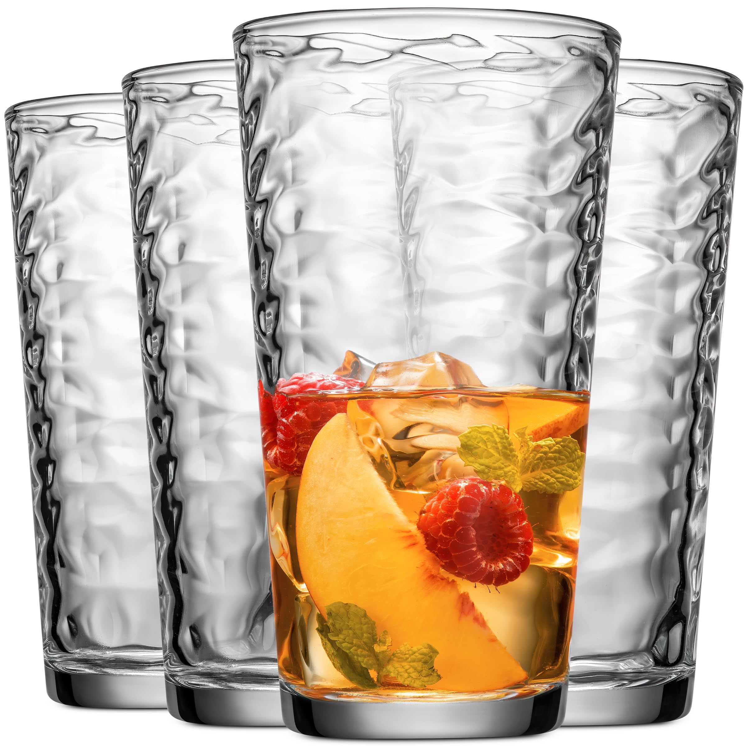 Glaver's Drinking Glasses Set of Glass Cups, 17 Oz. Basic Cooler Glassware, ideal for Water, Juice, Cocktails, Iced Tea and more. Dishwasher Safe.  - Like New