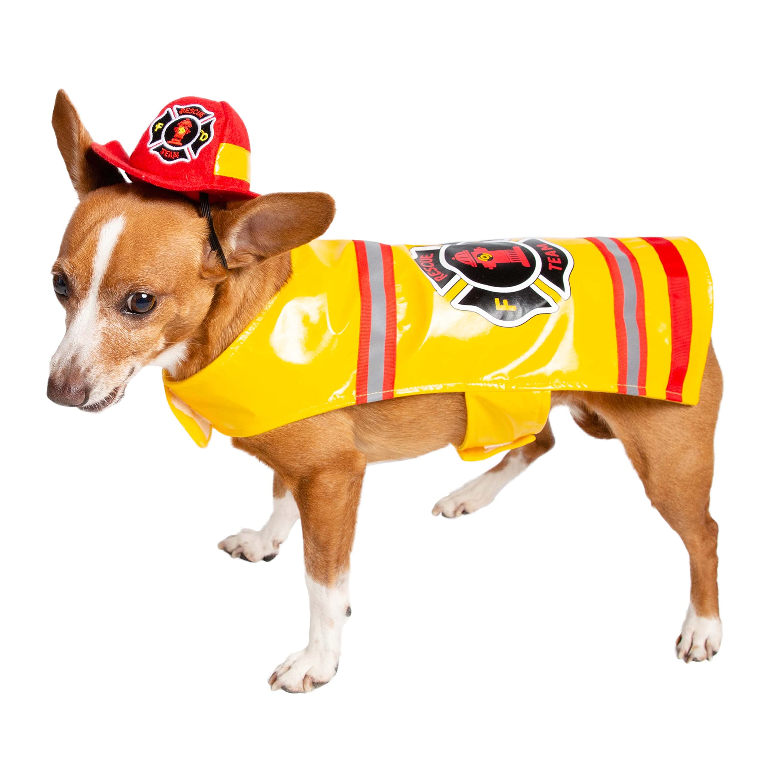 Pet Krewe Dog Firefighter Costume - Funny Halloween Pet Fireman Outfit Costumes for Small, Medium, Large Cats and Dogs.  - Like New