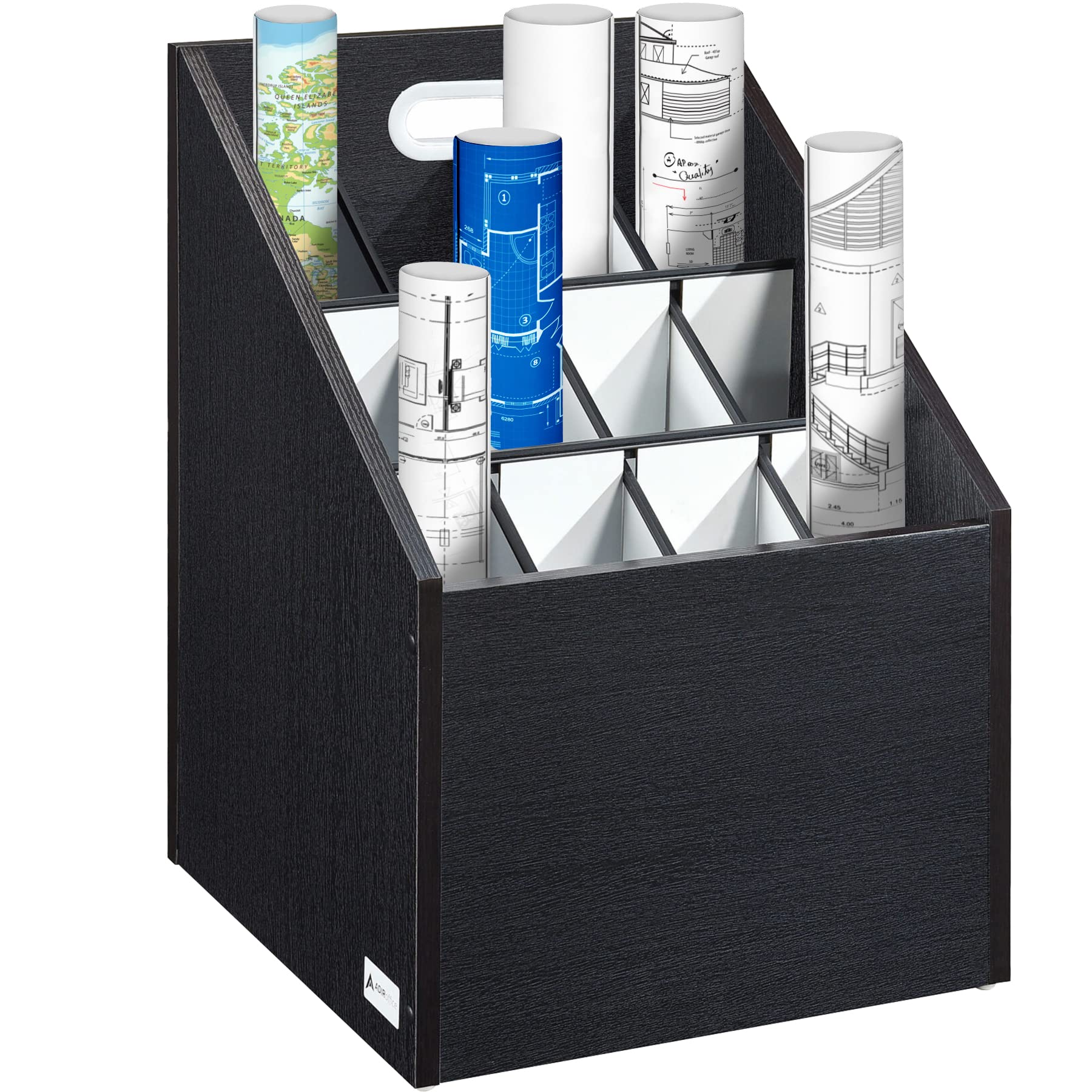 Adir Blueprint Storage Cabinet - Wooden Vertical Roll File Storage Organizer Station For More Organized Office Variation  - Very Good