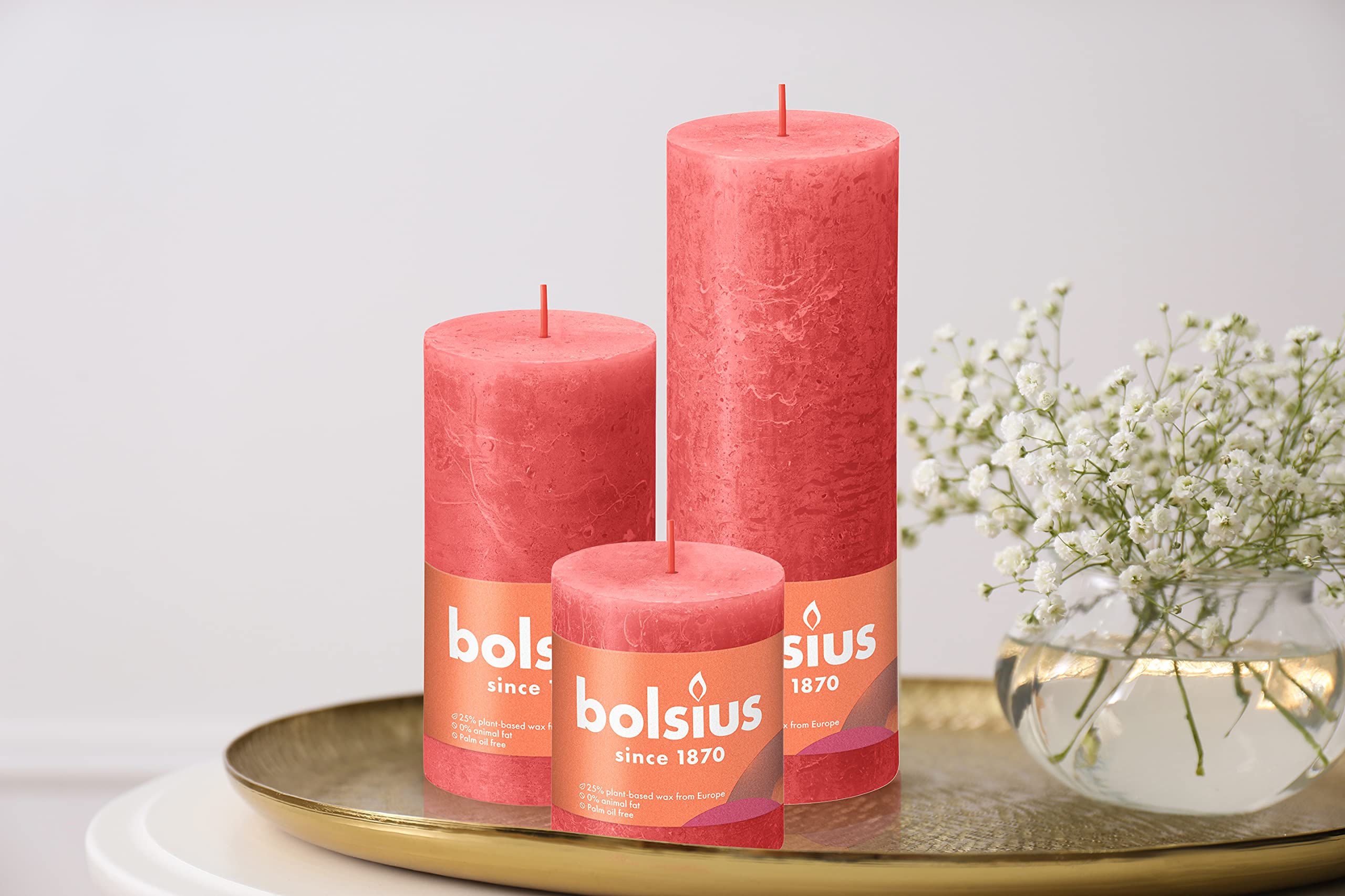 BOLSIUS Pillar Candles - Premium European Quality - Natural Eco-Friendly Plant-Based Wax - Unscented Dripless Smokeless  - Very Good