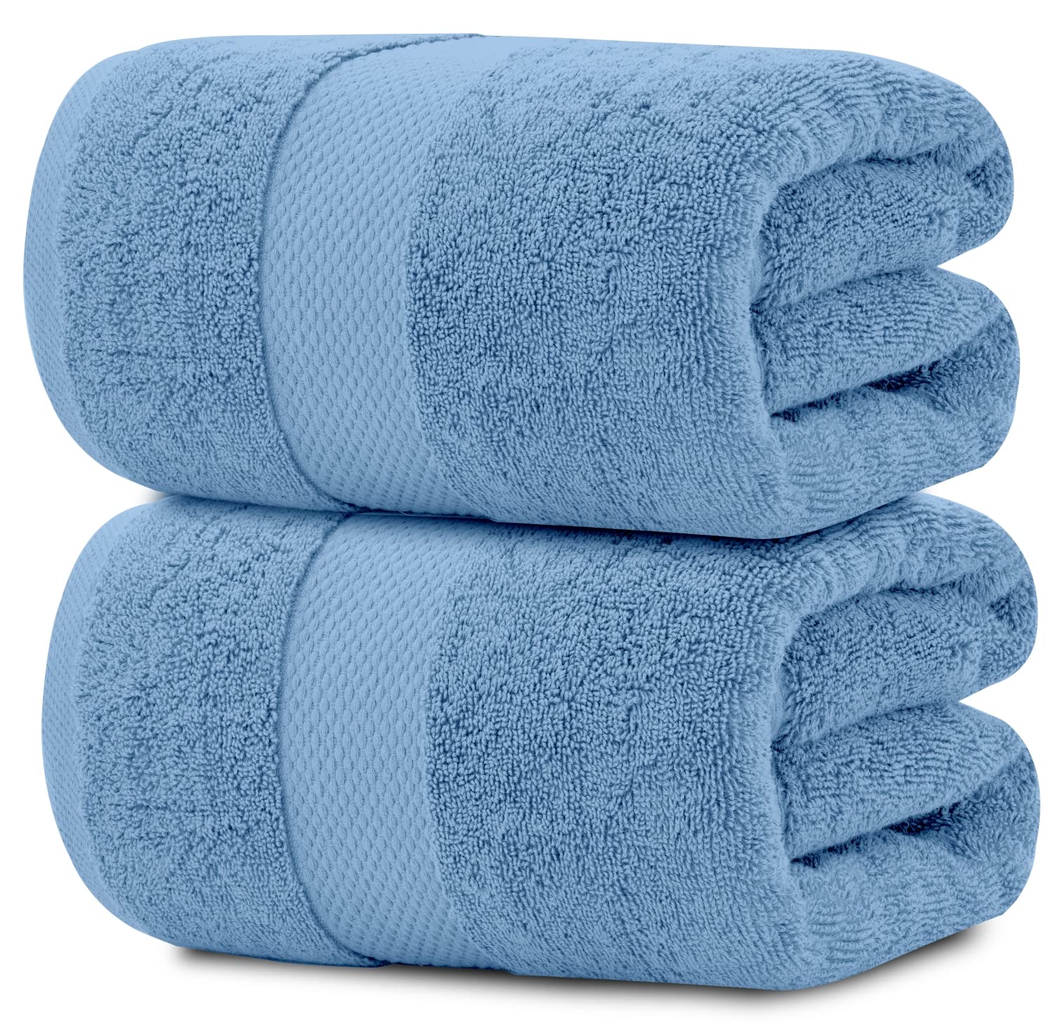 White Classic Luxury Soft Bath Sheet Towels - 650 GSM Cotton Luxury Bath Towels Extra Large 35x70 | Highly Absorbent and Quick Dry | Hotel Quality Extra Large Bath Towels Oversized, Light Blue, 2 Pack  - Acceptable