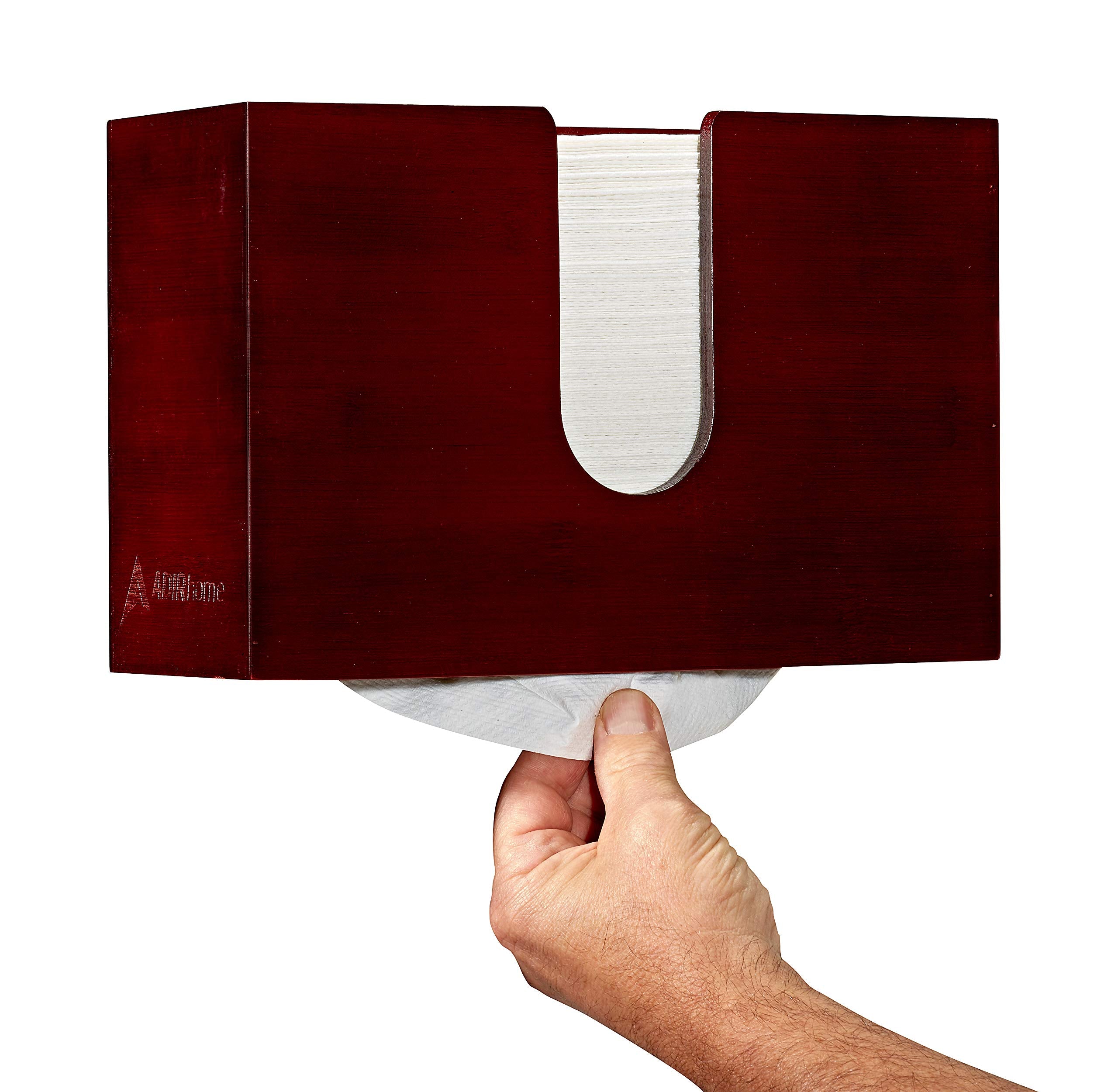 AdirHome Bamboo Paper Towel Dispenser 4.8" x 11.6" x 7.8" - Wall Mount or Countertop for Multifold Hand Napkins - Bathroom, Kitchen, Home or Commercial Use Variation  - Like New