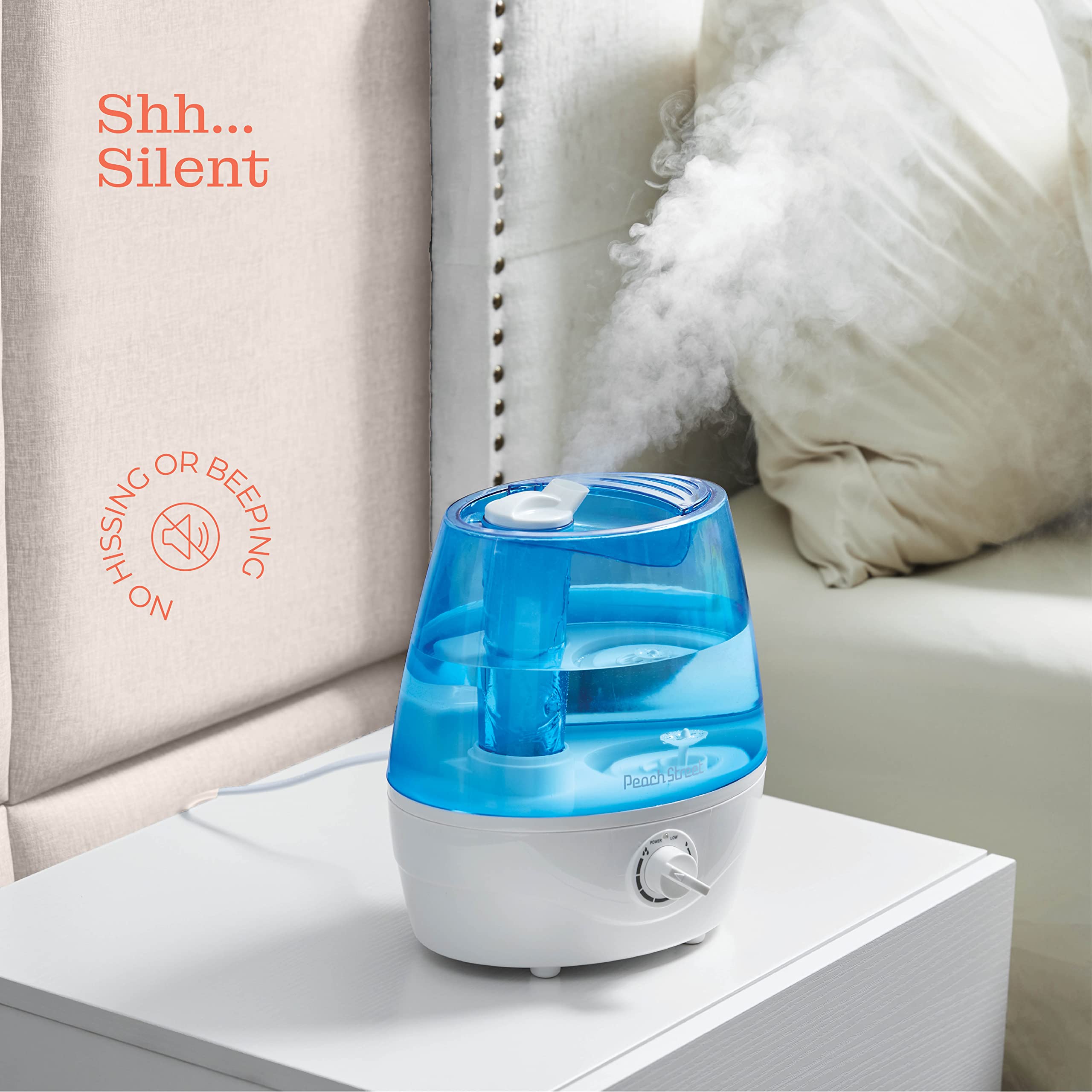 Cool Mist Humidifier - 2.2L Water Tank, for Bedroom, Baby, Quiet Ultrasonic Air Vaporizer, Adjustable Mist Level, 360 Nozzle Rotation, Auto-Shut Off, Large Area Humidifiers Easy Fill and Clean  - Very Good