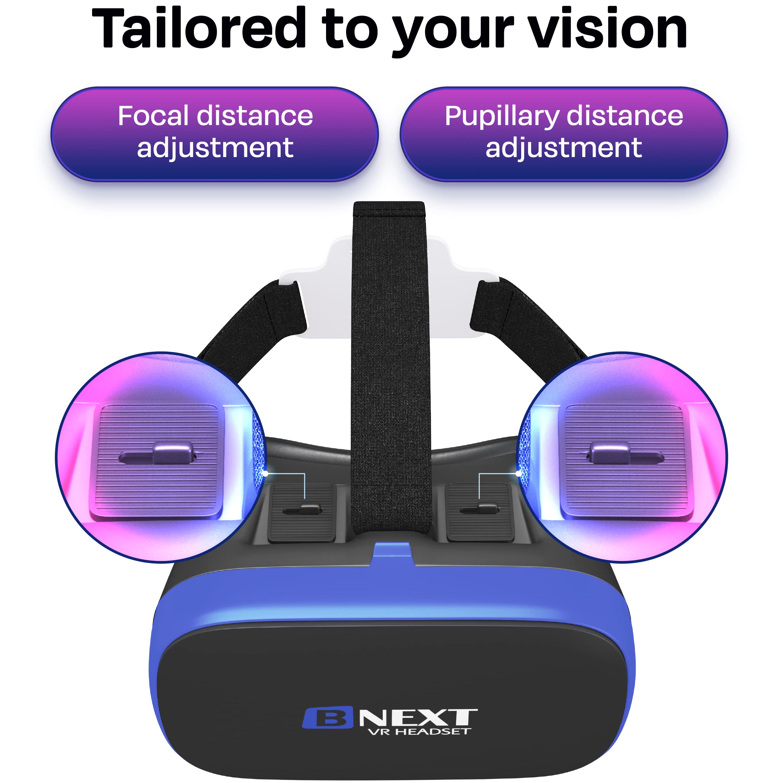 Bnext VR Headset Compatible with iPhone & Android Phone - VR Headset for Phone - Universal Virtual Reality Goggles for Kids and Adults - Cell Phone VR Headsets - VR Headset for iPhone (Blue)  - Acceptable