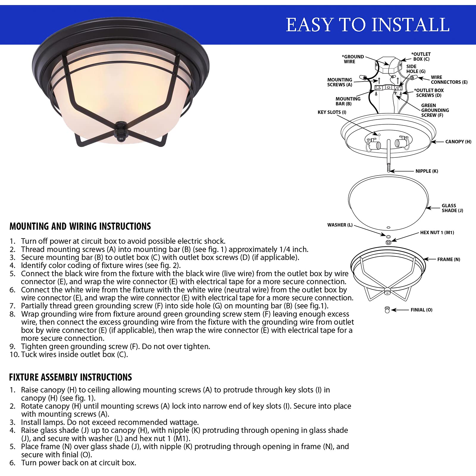 Ciata Lighting Flush Mount Outdoor Fixture  - Like New