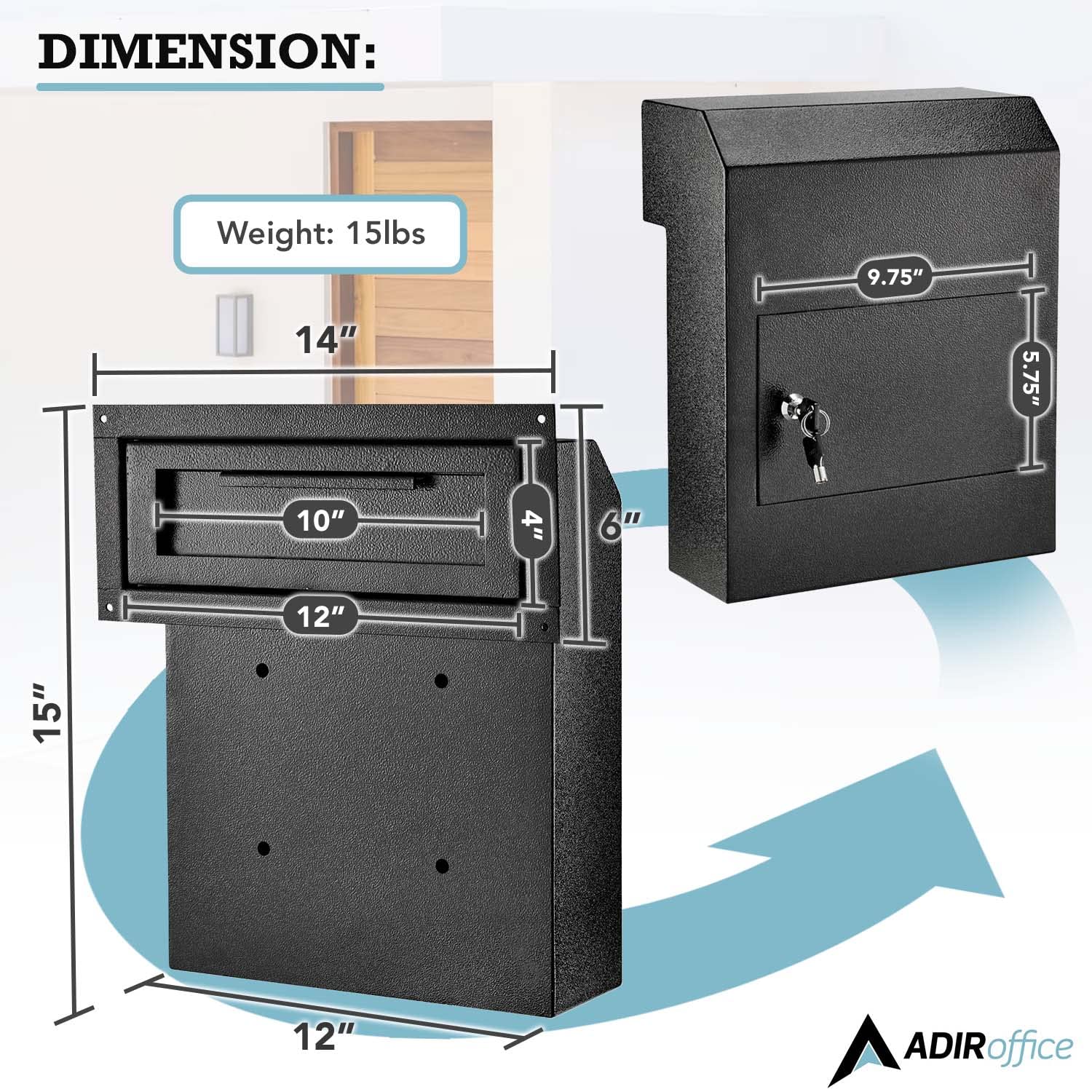 AdirOffice Through-The-Door Safe Locking Drop Box  - Like New