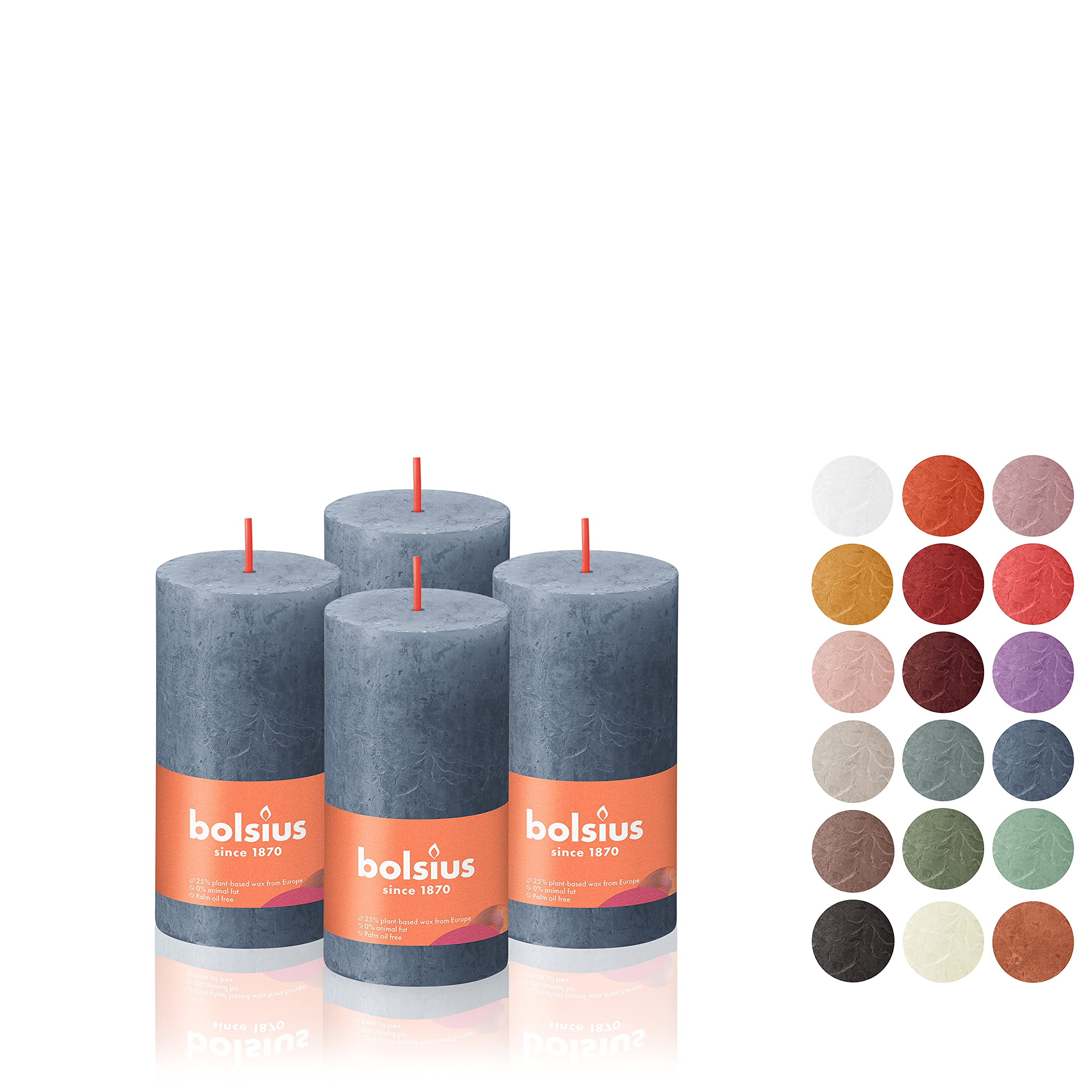 BOLSIUS 4 Pack Twilight Blue Rustic Pillar Candles - 2 X 4 Inches - Premium European Quality - Includes Natural Plant-Based Wax - Unscented Dripless Smokeless 30 Hour Party and Wedding Candles  - Very Good