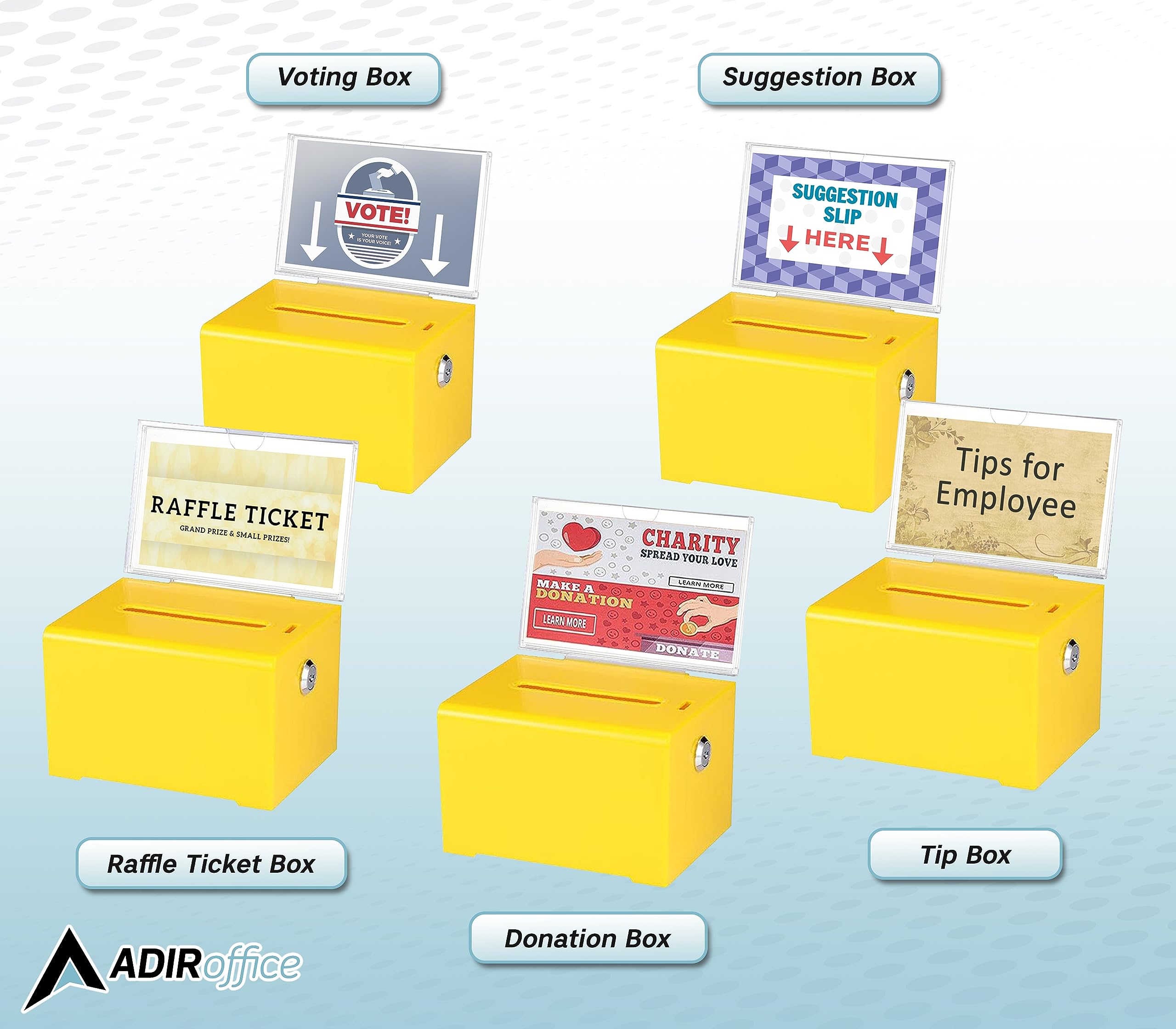 Adir Acrylic Donation Ballot Box with Lock - Secure and Safe Clear Slotted Suggestion Box - Storage Lock Deposit Box with Keys for Cards, Votes, Tickets, Feedback and Money (6.25" x 4.5" x 4")  - Like New