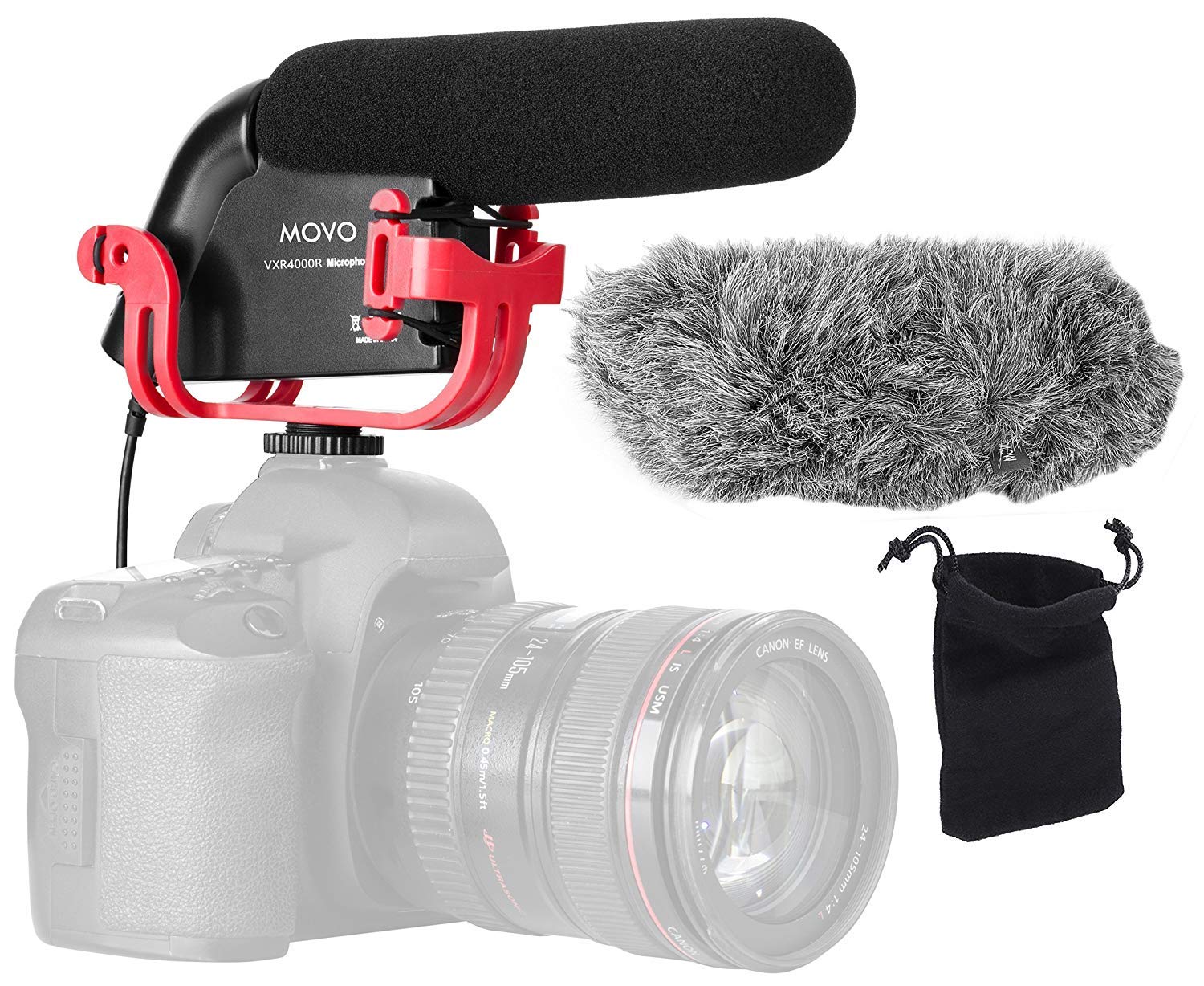 Movo VXR4000R Directional Shotgun Condenser Video Microphone with Shockmount, Low Cut Filter, Foam + Deadcat Windscreens and Carry Case - for DSLR Cameras and Camcorders  - Like New