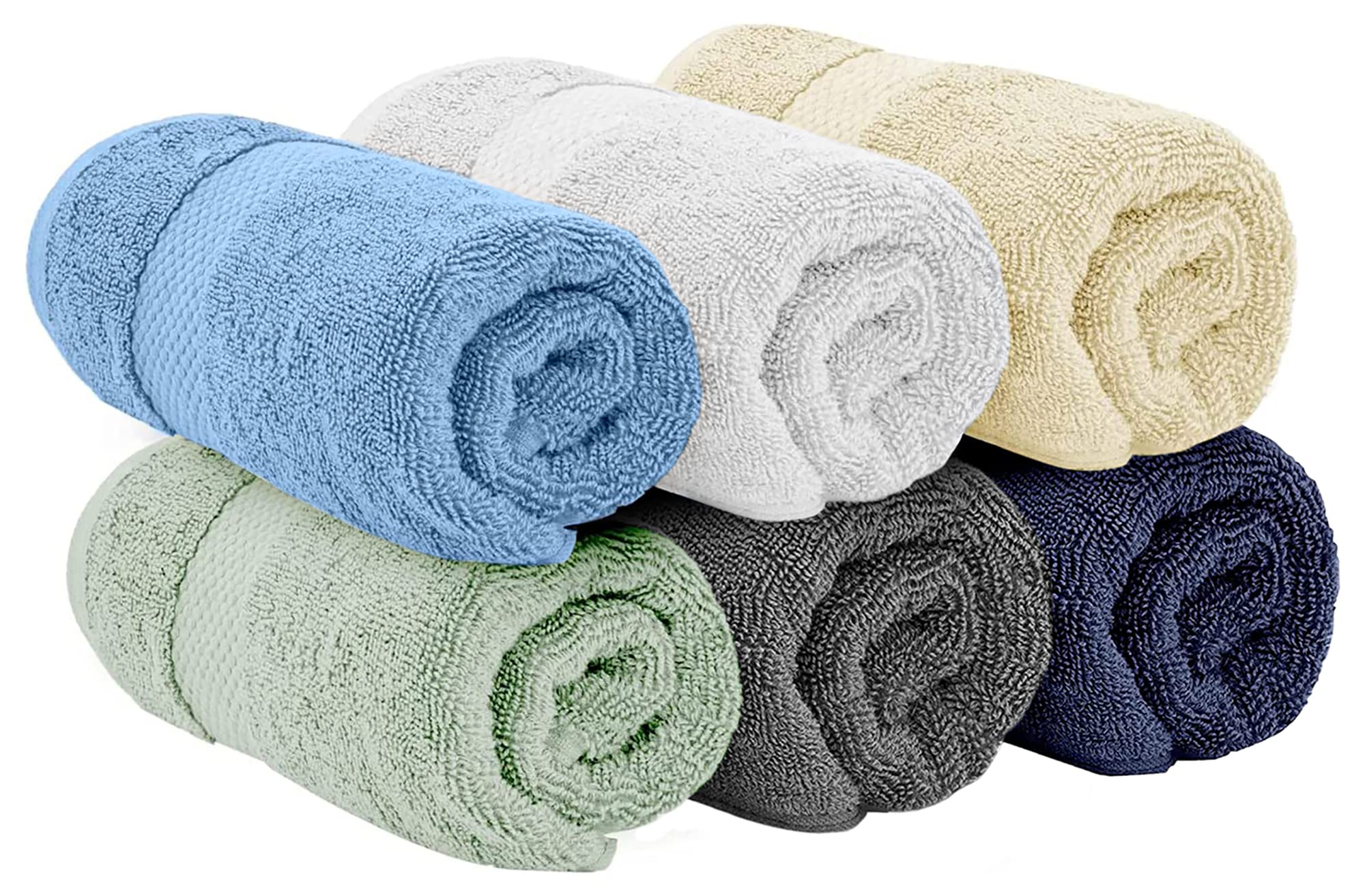 White Classic Luxury Hand Towels for Bathroom-Hotel-Spa-Kitchen-Set - Circlet Egyptian Cotton - 16x30 Inches - Set of 6 (Multi)  - Very Good