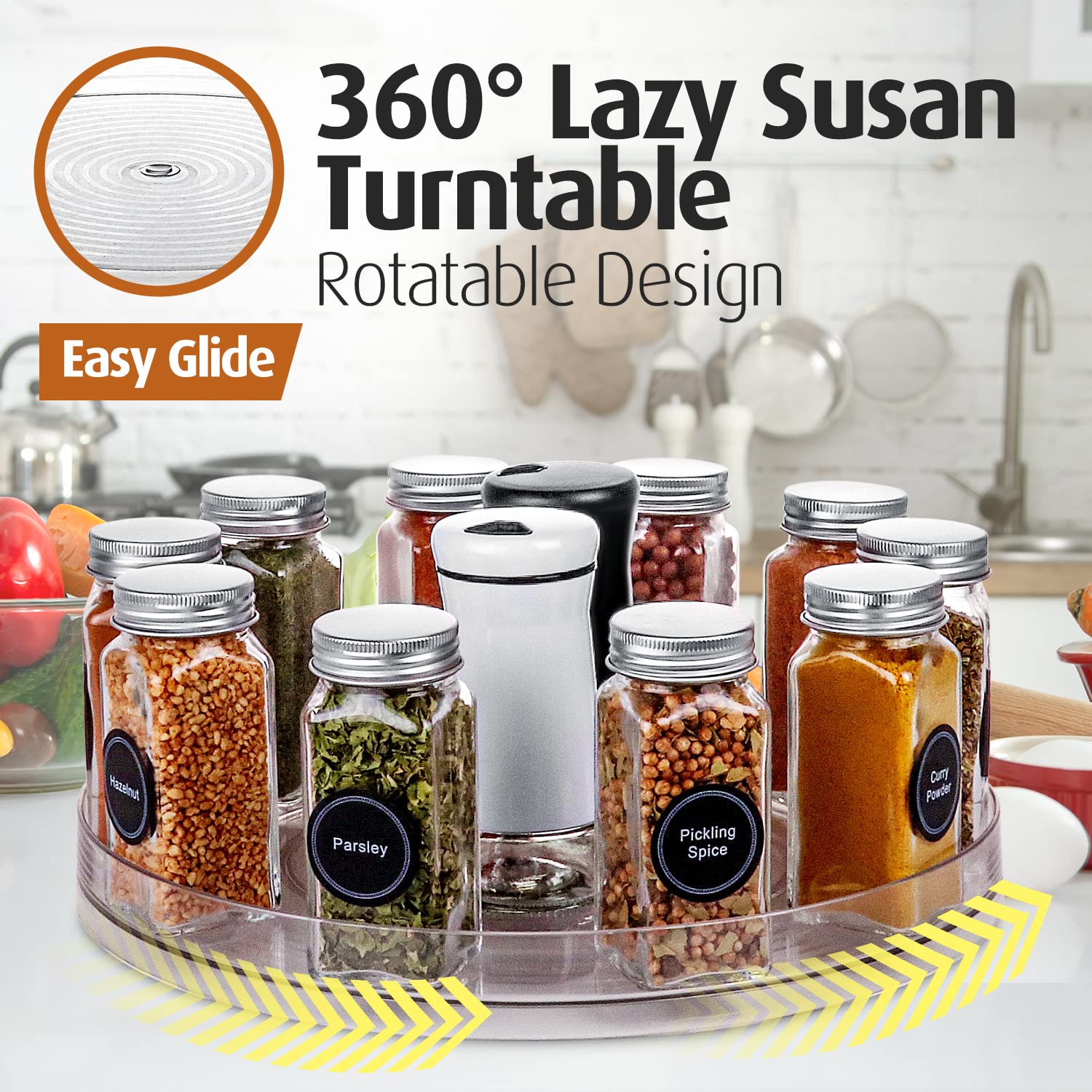 Lazy Susan Turntable Organizer - for Kitchen, Pantry, Cabinet, Dining Table, Refrigerator, Countertop - Clear Spinning Lay Susan- 11.5 Inches - by Homeries (2 Pack)  - Good